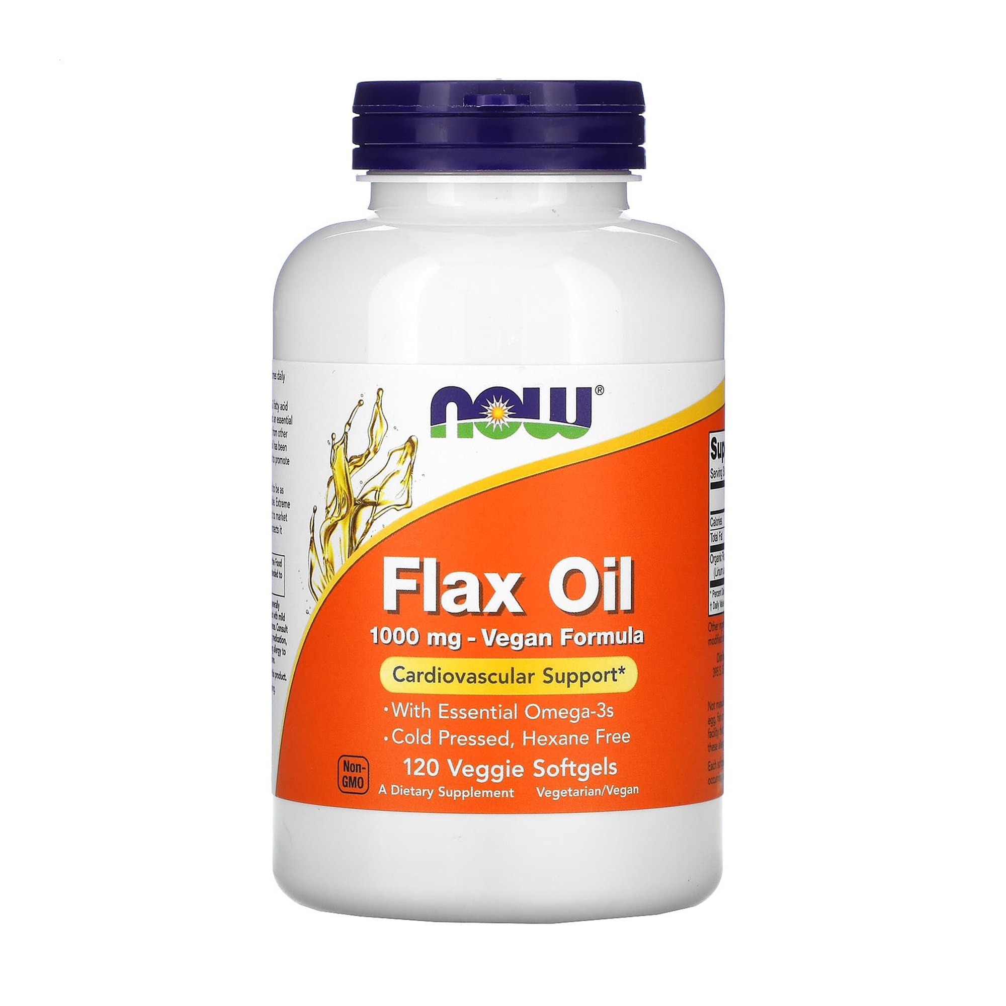 Уцінка! Органічна лляна олія NOW Foods Flax Oil 1000 мг, 120 веганських гелевих капсул