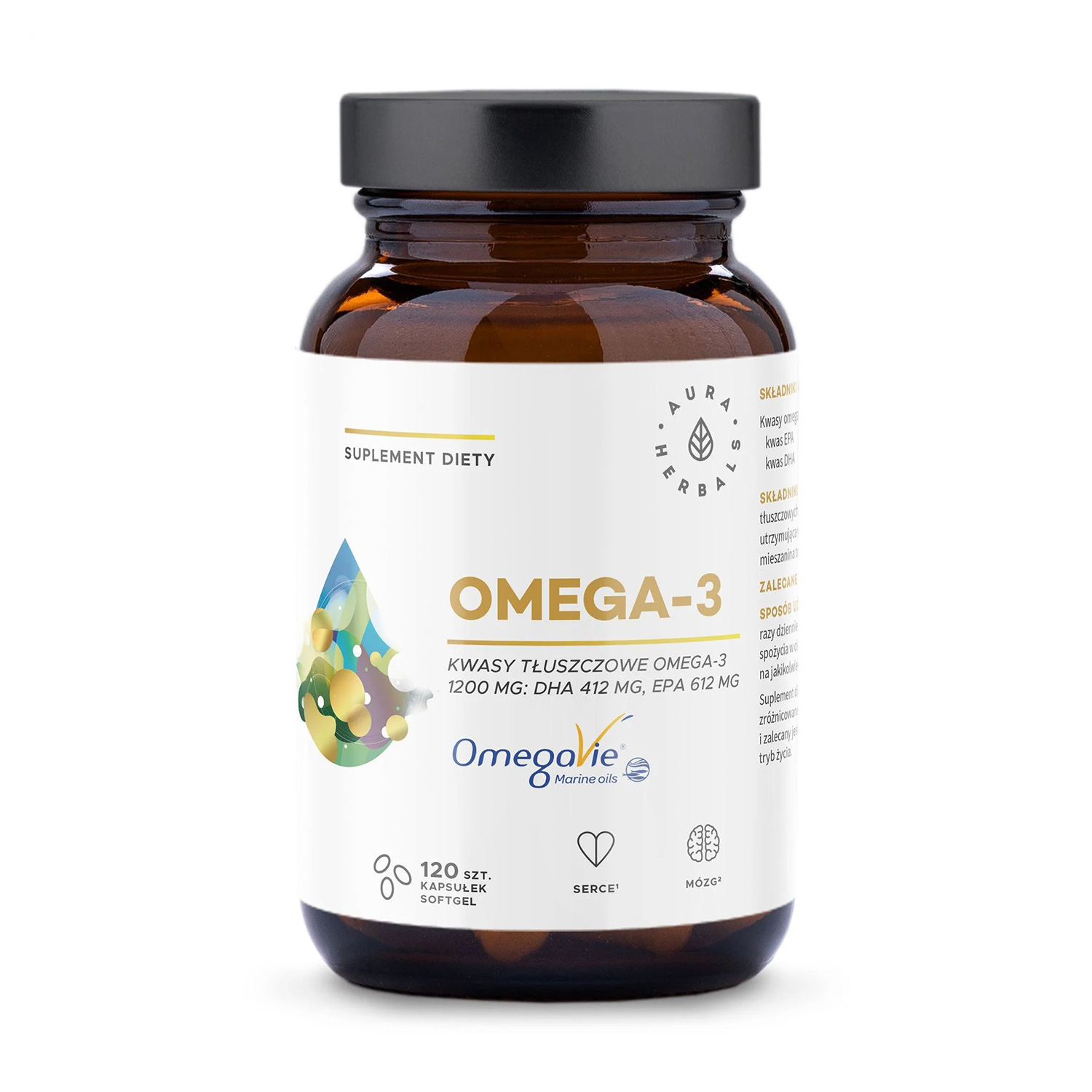 

Омега-3 Aura Herbals Omega-3 1200 мг, 120 гелевих капсул