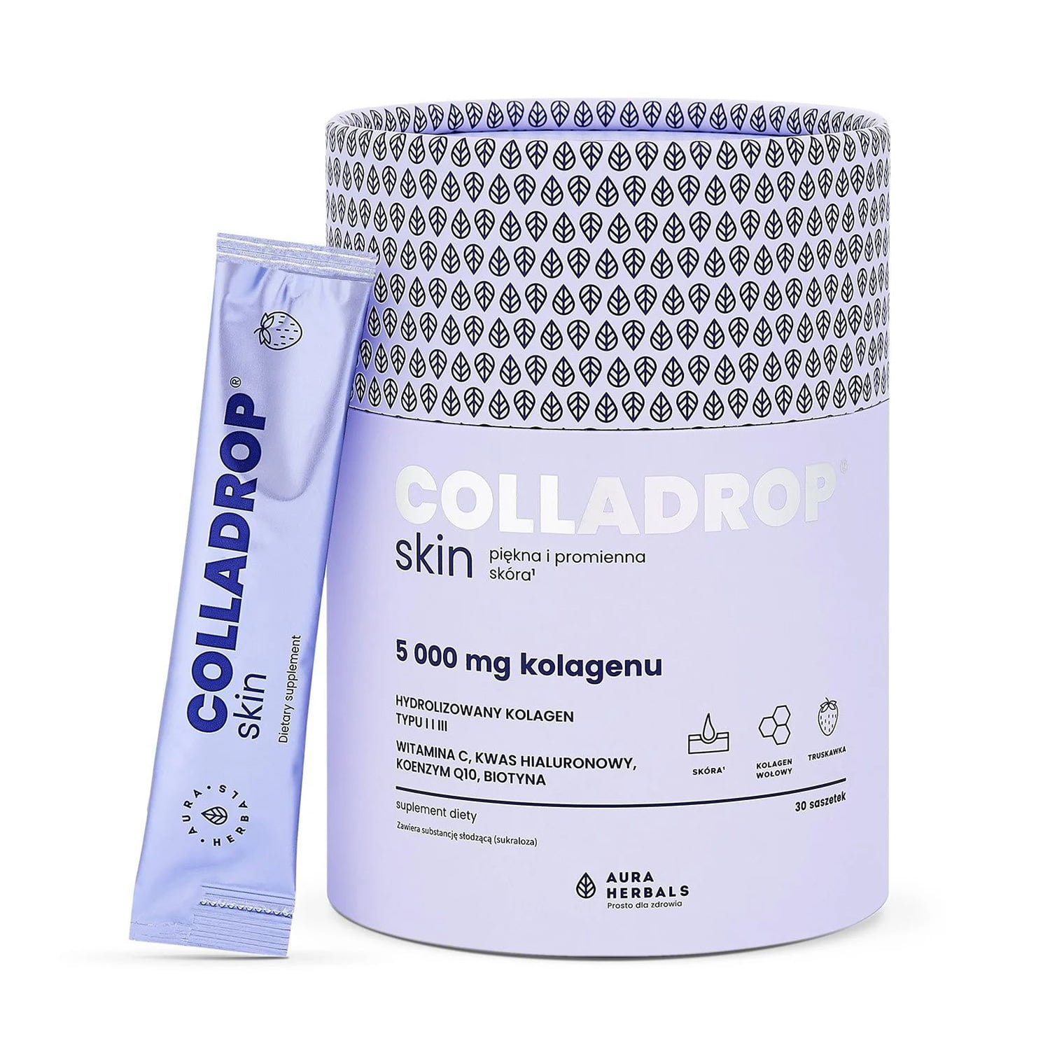 

Уцінка! Колаген Aura Herbals Colladrop Skin Collagen 5000 мг, зі смаком полуниці, в порошку, 30 шт