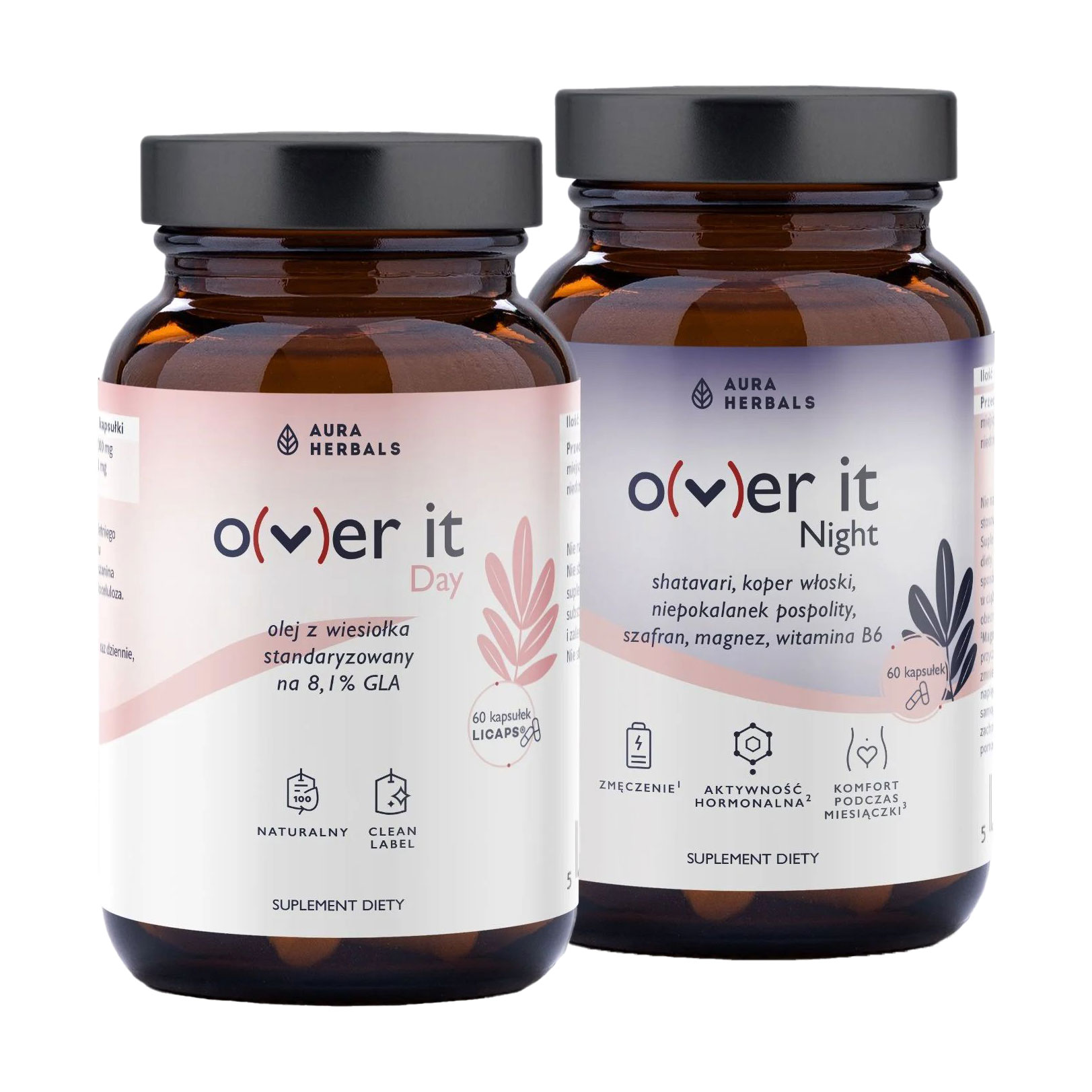 

Уцінка! Підтримка при передменструальному синдромі Aura Herbals O(ver) it Day & Night, 2*60 капсул