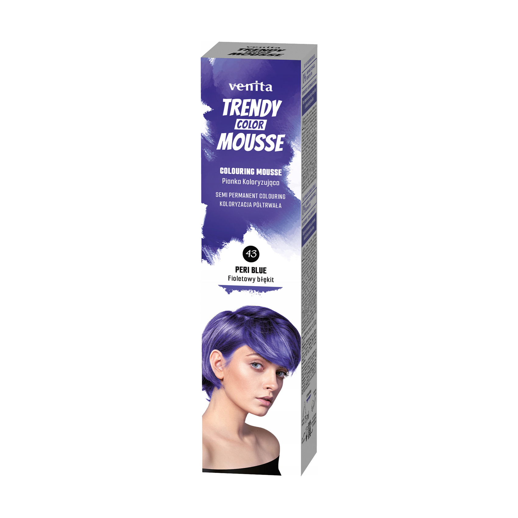 

Відтінковий мус для волосся Venita Trendy Color Mousse 43 Фіолетова блакить, 75 мл
