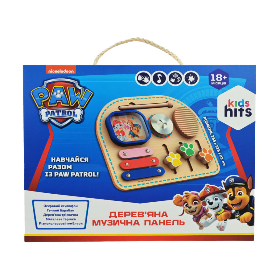 

Іграшка KidsHits Paw Patrol Дерев'яна музична панель, 27.5*3.5*22.5 см, від 1.5 року (KH20/041)