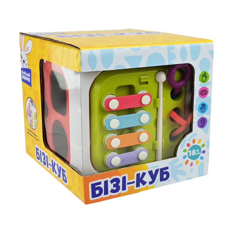 

Іграшка бізікуб Країна іграшок Сонячний зайчик, з батарейкою, звуками та музикою, 14*14*14 см, від 1.5 року (PL-724-87)