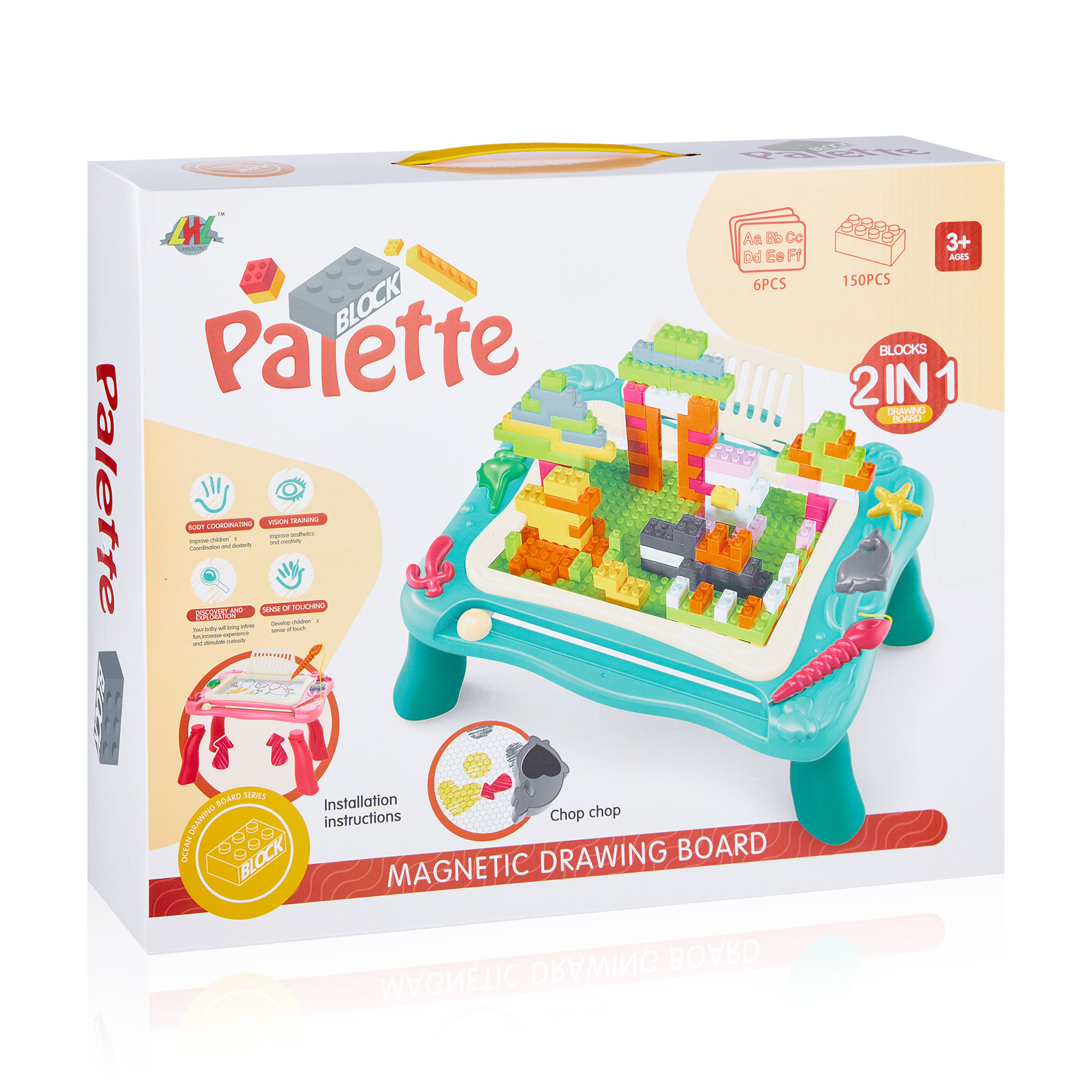 

Дитячий столик для малювання та складання конструктора Hongxin зелений, від 3 років (669-25A)