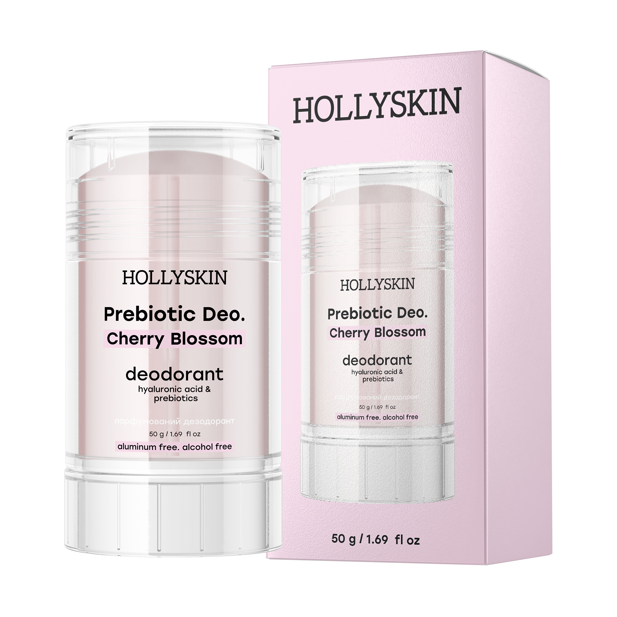 

Уцінка! Парфумований дезодорант Hollyskin Prebiotic Deo. Cherry Blossom жіночий, з гіалуроновою кислотою та пребіотиками, 50 г