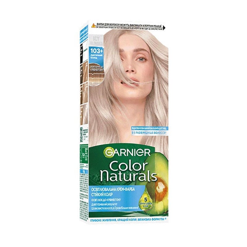 

Стійка крем-фарба для волосся Garnier Color Naturals з п'ятьма оліями, 103+ Арктичний блонд, 110 мл