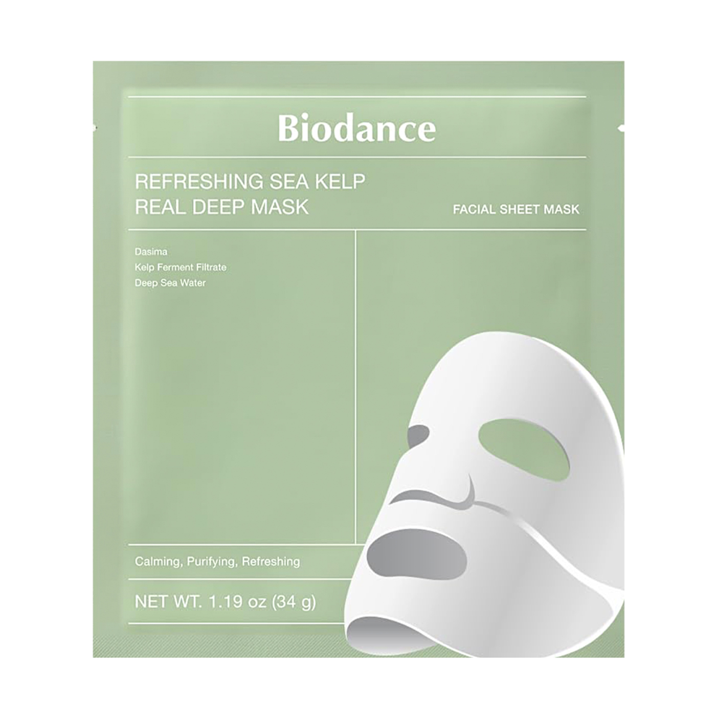 

Уцінка! Гідрогелева освіжальна маска для обличчя Biodance Refreshing Sea Kelp Real Deep Mask з морськими водоростями, 34 г