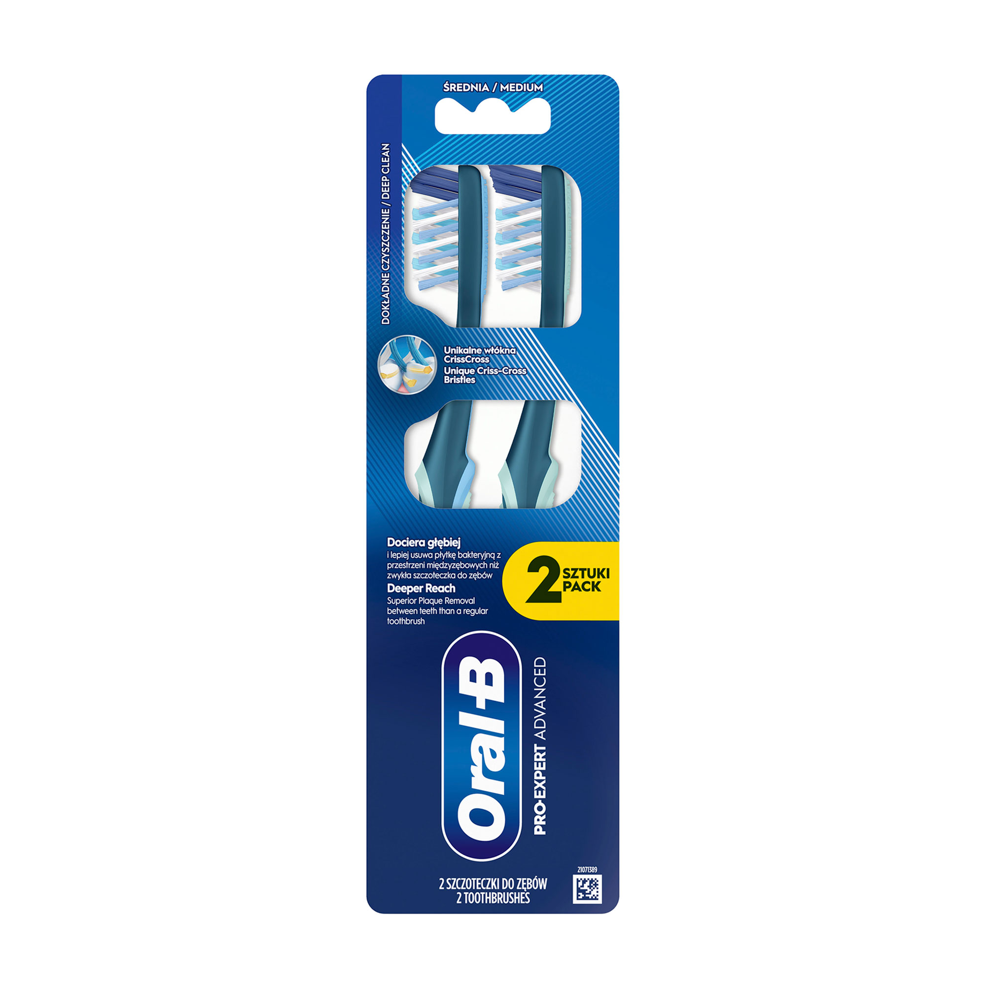 

Зубна щiтка Oral-B Pro-Expert Advanced Середня жорсткість, зелено-блакитна, 2 шт