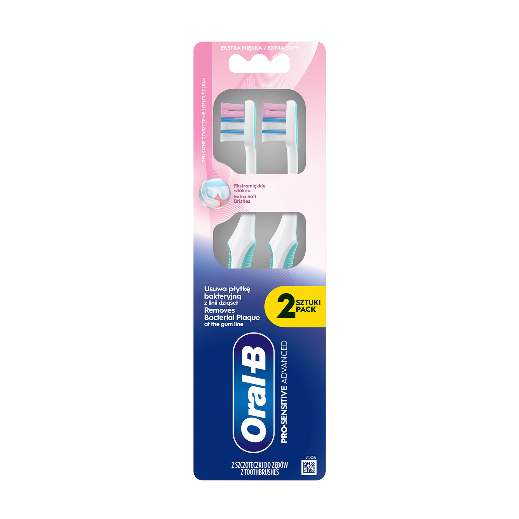

Зубна щітка Oral-B Pro-Sensitive Advanced Екстрам'яка жорсткість, біло-блакитна, 2 шт