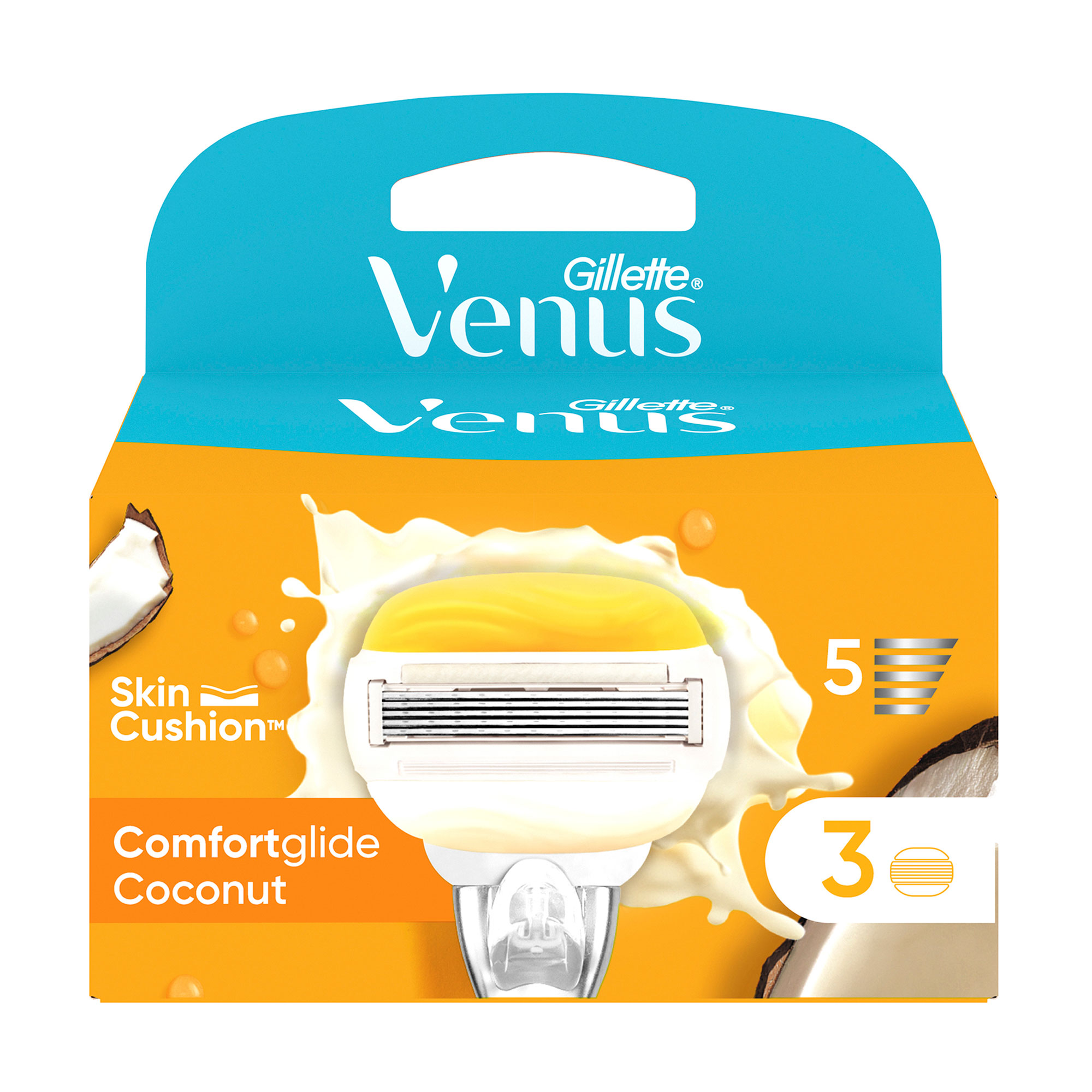 

Уцінка! Змінні картриджі для гоління Gillette Venus ComfortGlide жіночі, з кокосом, 3 шт