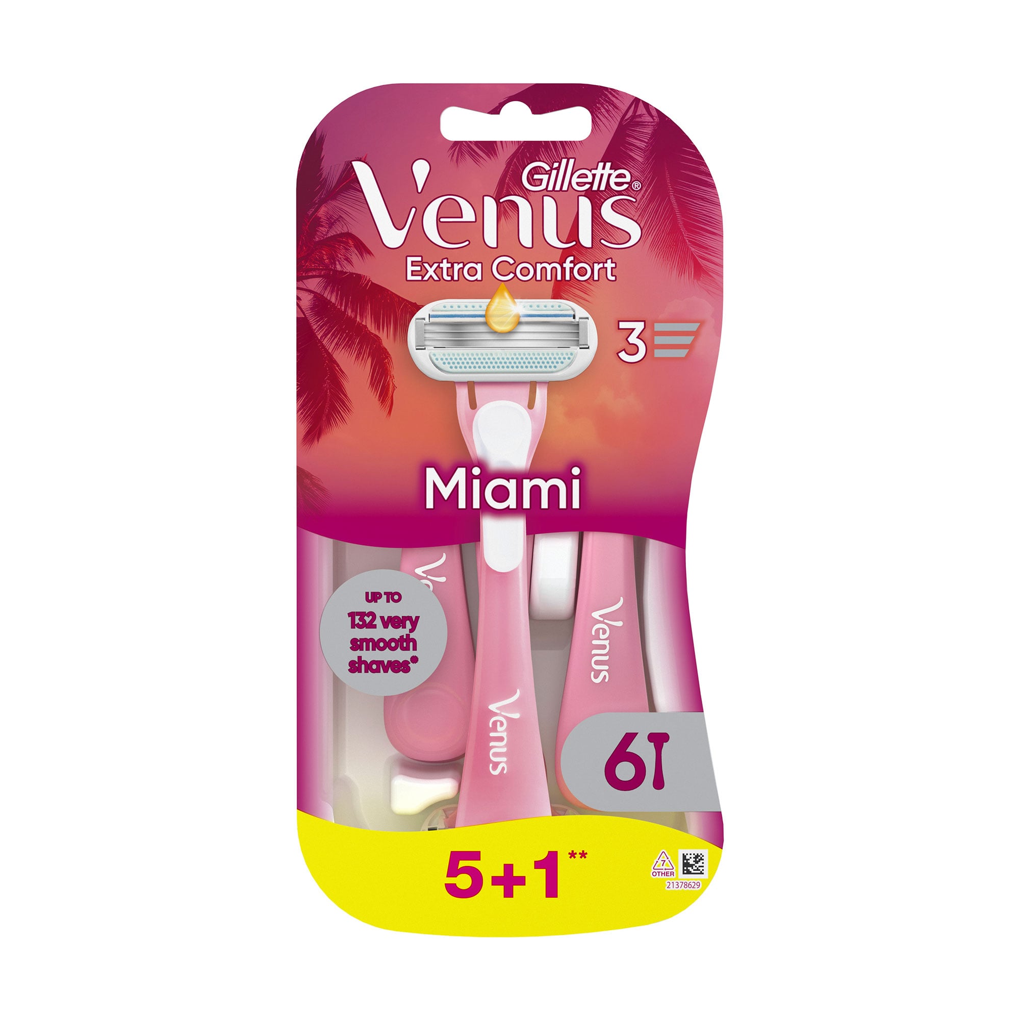 

Одноразові станки для гоління жіночі (бритви) Gillette Venus Smooth Miami, 6 шт