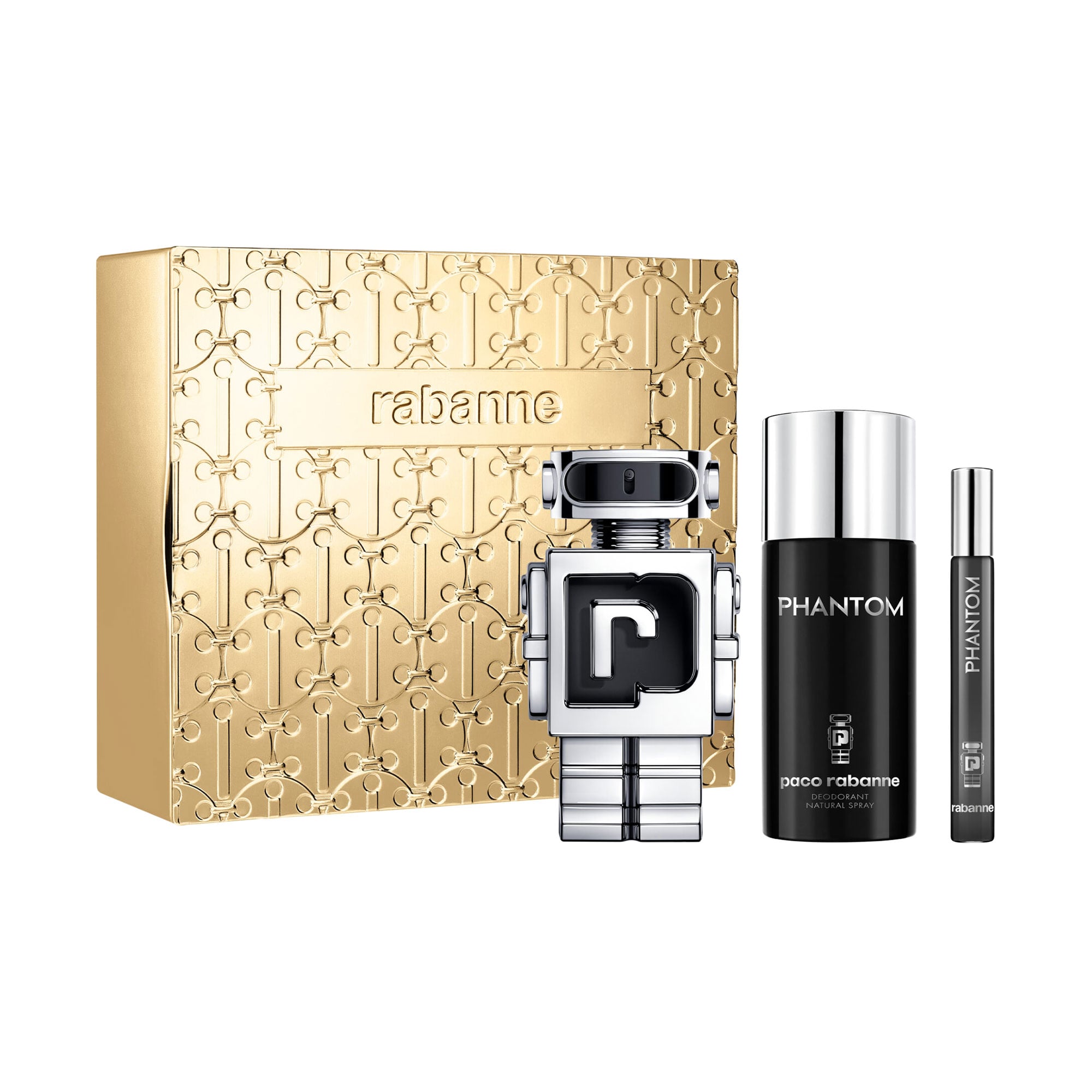 

Парфумований набір чоловічий Rabanne Phantom Set (туалетна вода, 10 мл + туалетна вода, 100 мл + дезодорант-спрей, 150 мл)