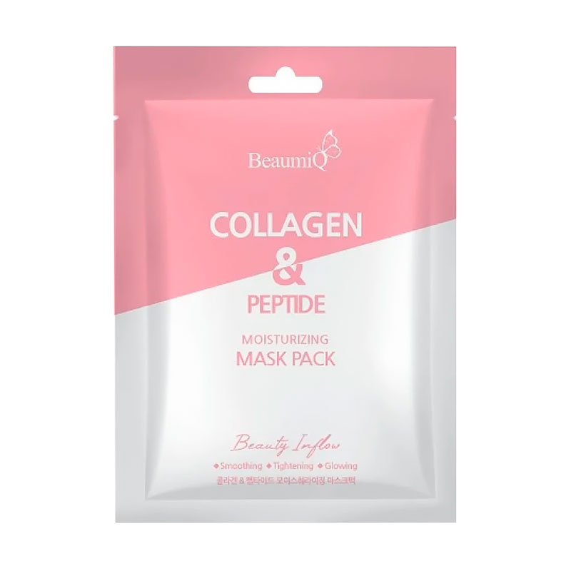 

Зволожувальна тканинна маска для обличчя BeaumiQ Collagen & Peptide Moistirizing Mask Pack з колагеном та пептидами, 23 мл