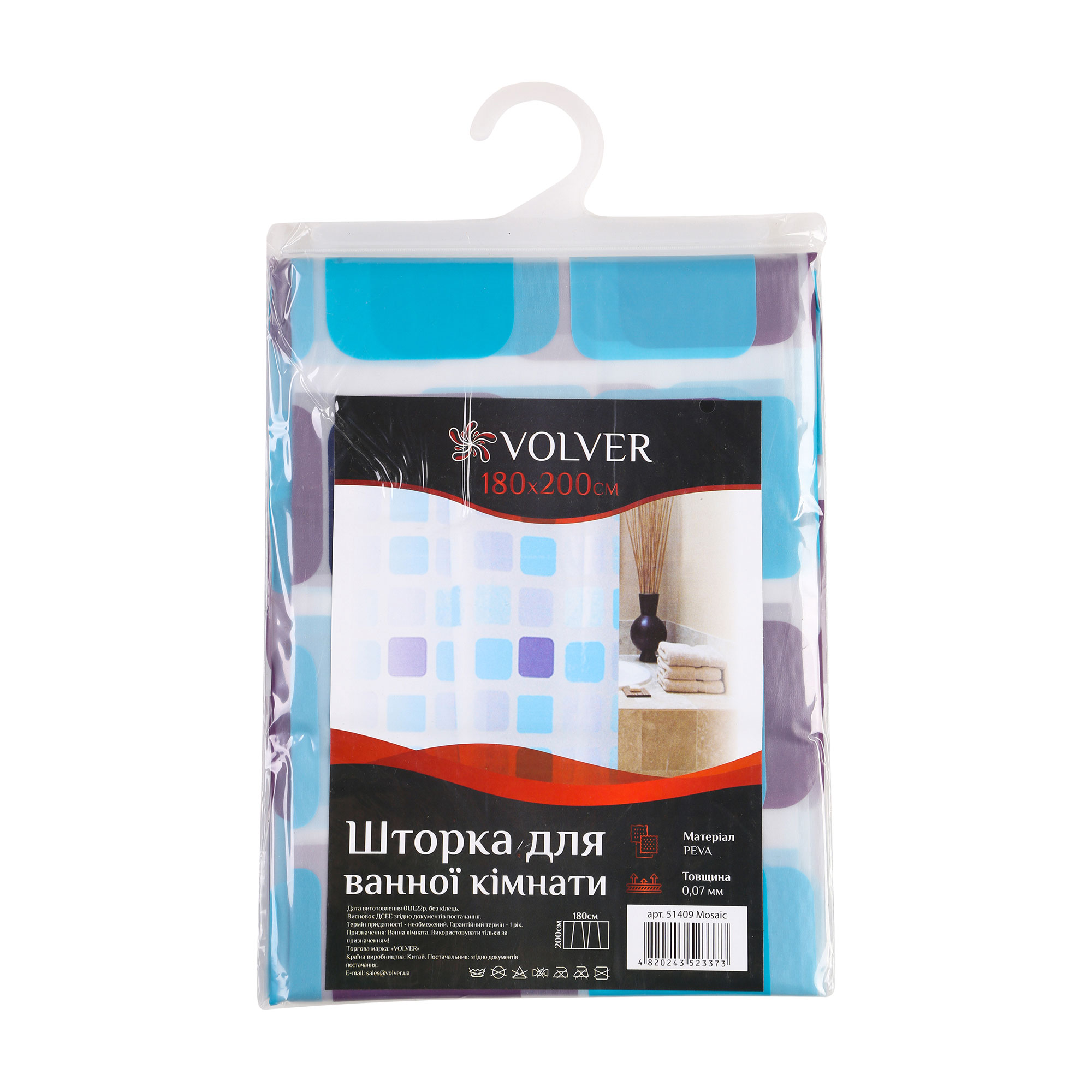 

Шторка для ванної кімнати Volver Mosaic, 180*200 см (51409)