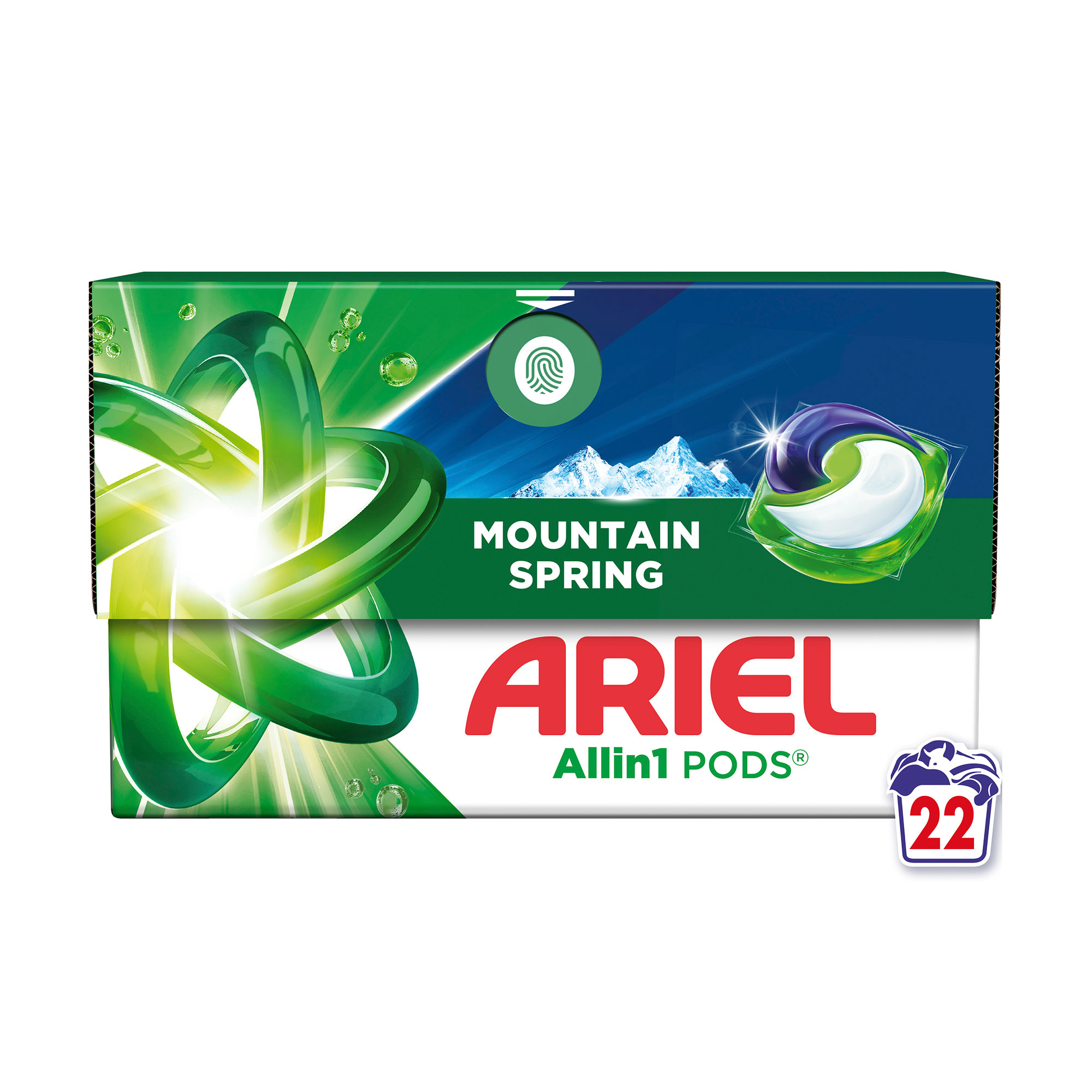 

Уцінка! Капсули для прання ARIEL All-in-1 Pods Mountain Spring Гірське джерело, 22 циклів прання, 22 шт