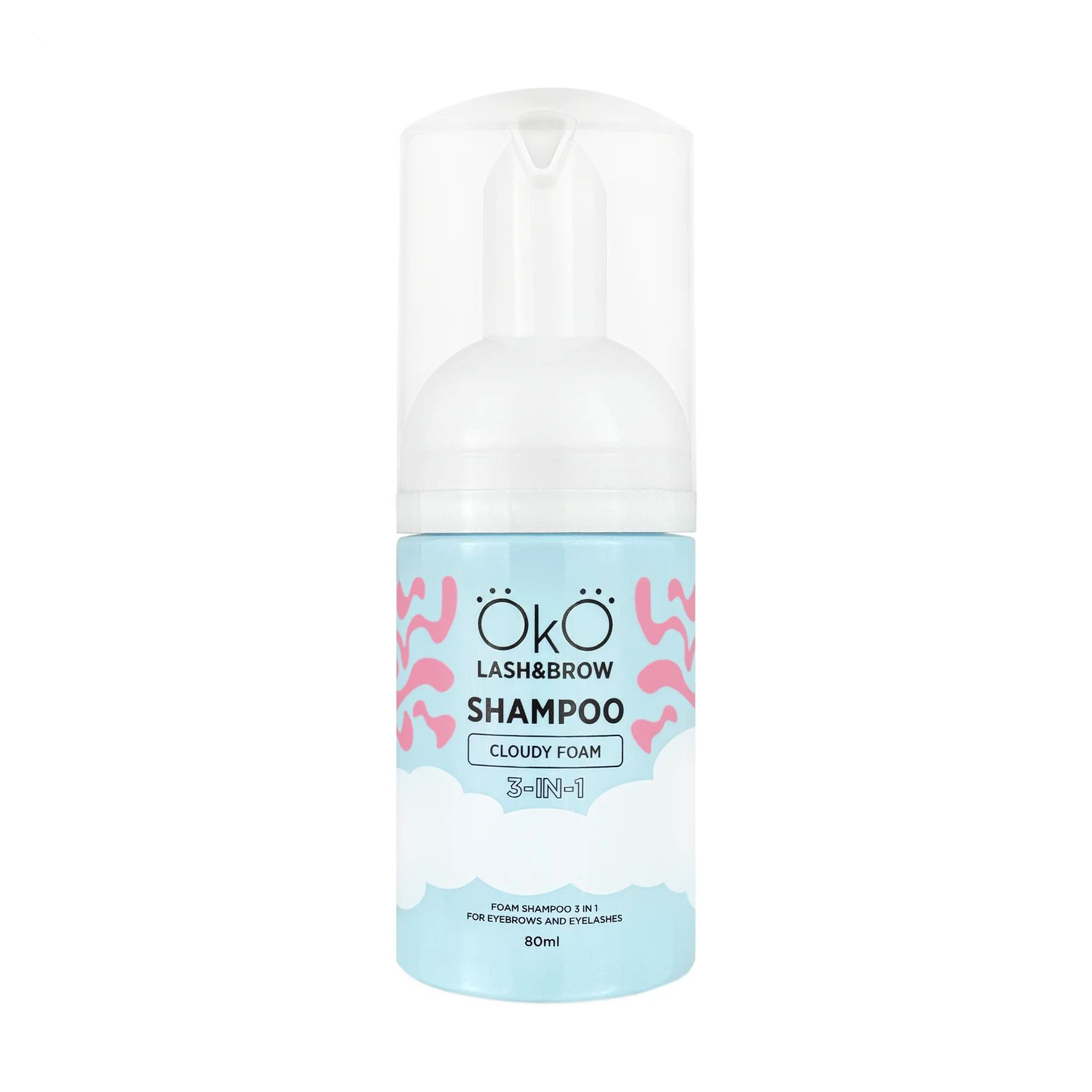 Шампунь-піна для брів та вій 3 в 1 OkO Lash & Brow Shampoo Cloudy Foam, 80 мл