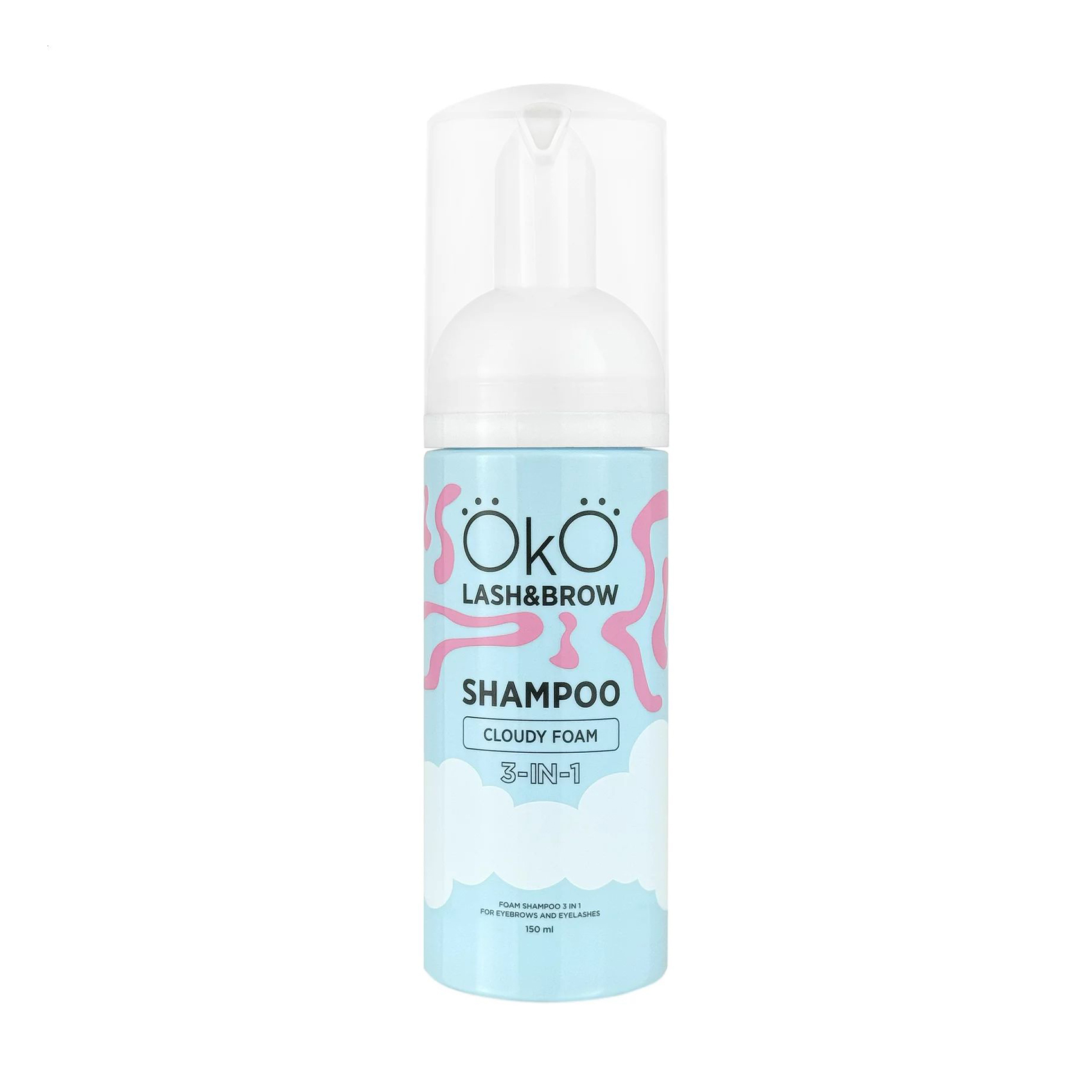 Шампунь-піна для брів та вій 3 в 1 OkO Lash & Brow Shampoo Cloudy Foam, 150 мл