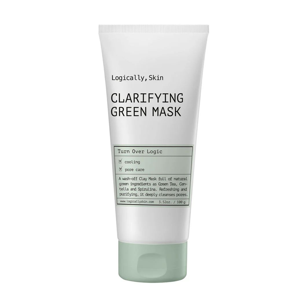 

Уцінка! Очищувальна маска для обличчя Logically, Skin Clarifying Green Mask з глиною та спіруліною, 100 г