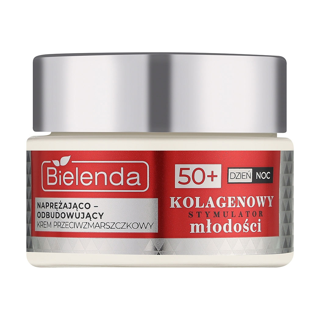 Підтягувальний та відновлювальний крем для обличчя Bielenda Collagen Youth Stimulator Cream 50+ проти зморщок, 50 мл