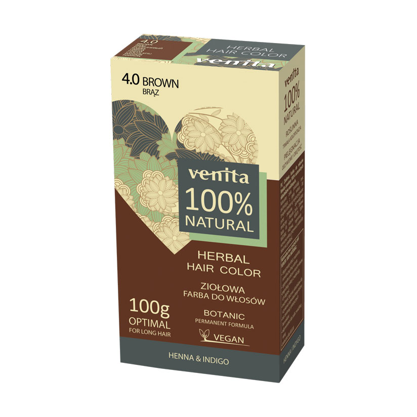 

Хна для волосся Venita Natural Herbal Hair Color 100% Natural 4.0 Brown, 100 г