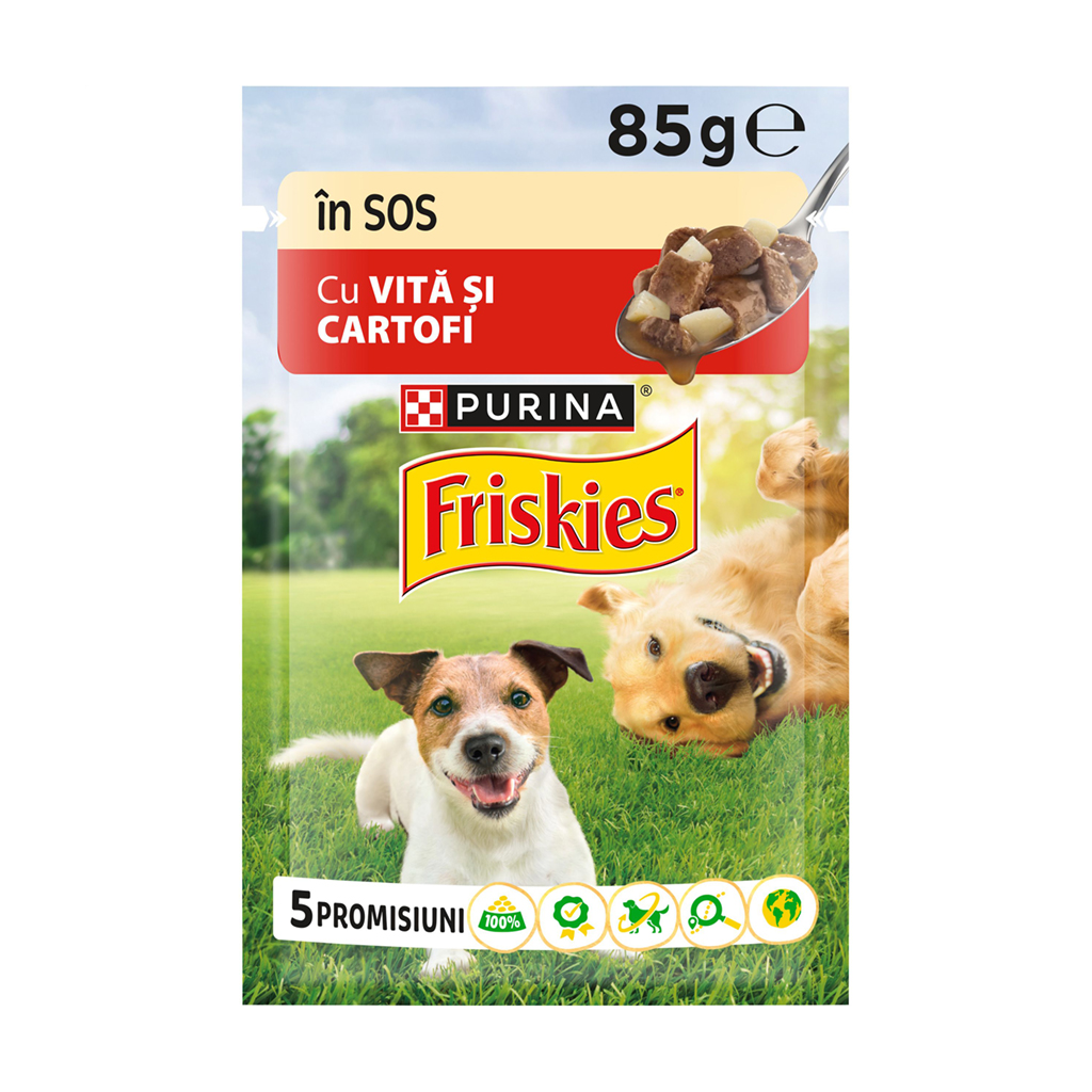 

Уцінка! Вологий корм для дорослих собак Friskies Adult з яловичиною та картоплею, шматочки у підливці, 85 г