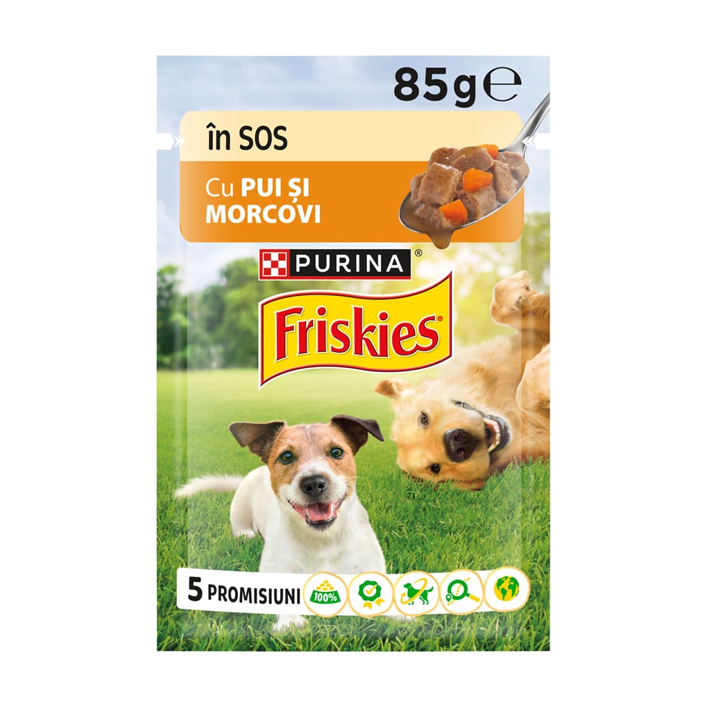 

Уцінка! Вологий корм для дорослих собак Friskies Adult з куркою та морквою, шматочки у підливці, 85 г