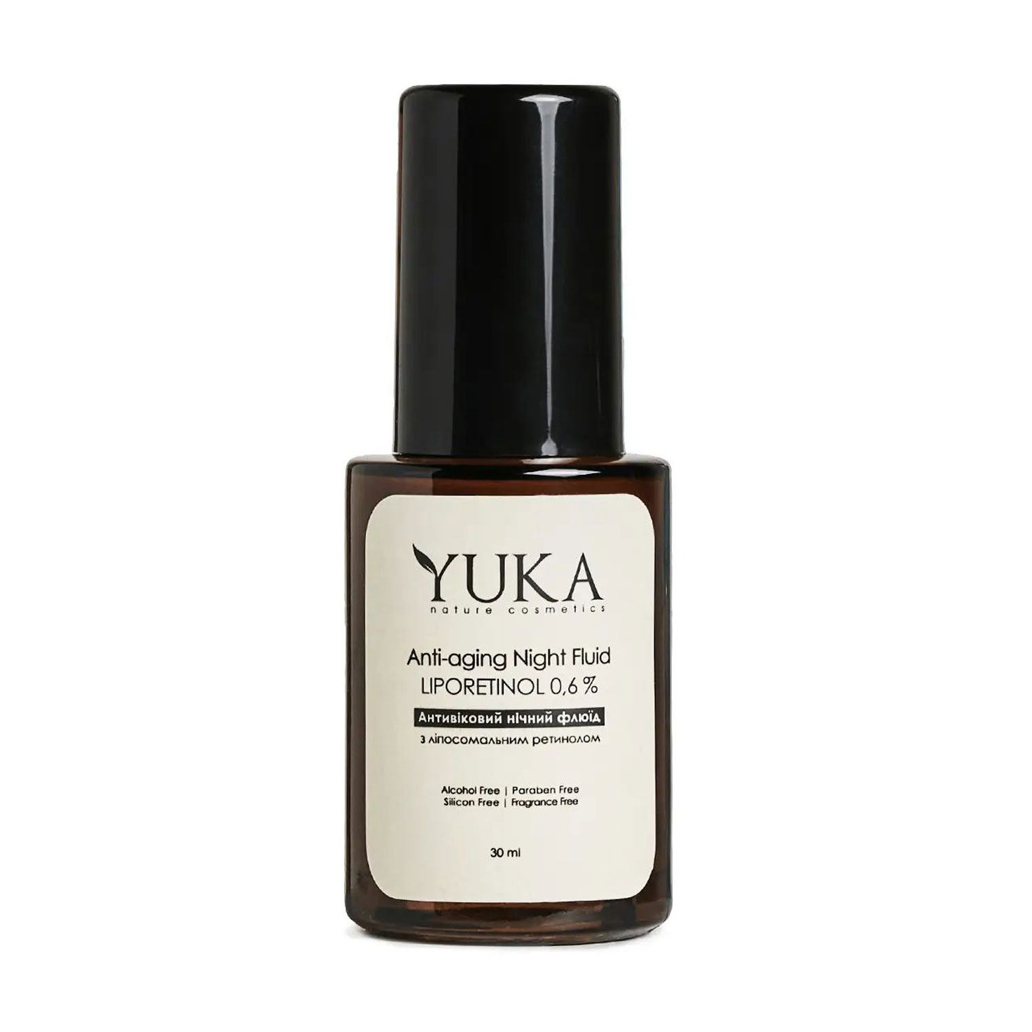 

Уцінка! Антивіковий нічний флюїд для обличчя Yuka Anti-Aging Night Fluid LipoRetinol з ретинолом 0.6% та церамідами, 30 мл