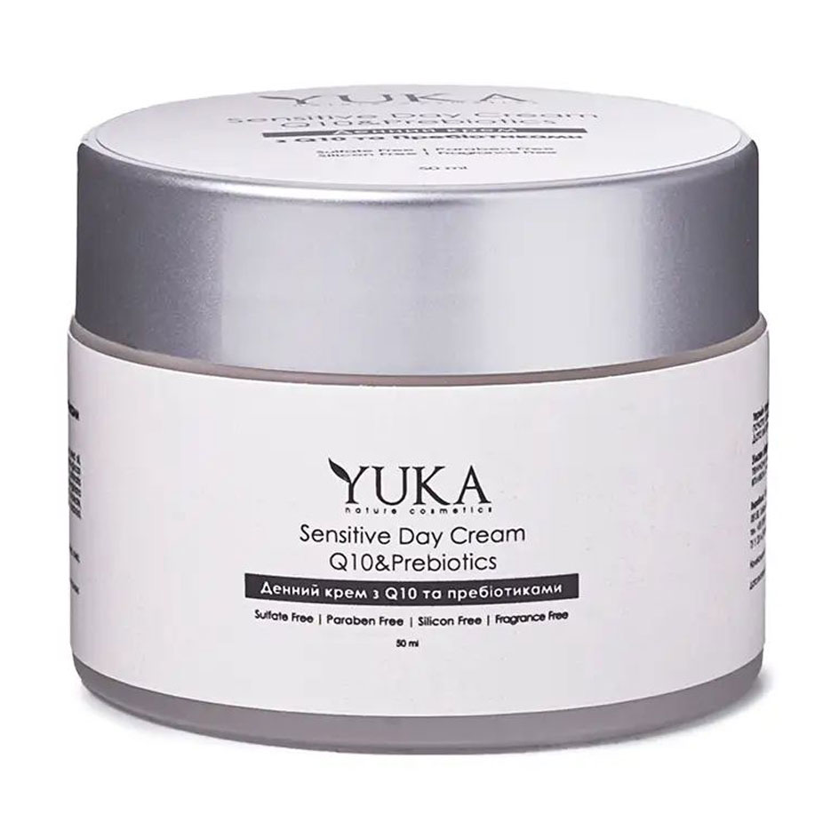 

Уцінка! Денний крем для обличчя Yuka Sensitive Day Cream, SPF 10, для чутливої шкіри, з Q10 та пребіотиками, 50 мл
