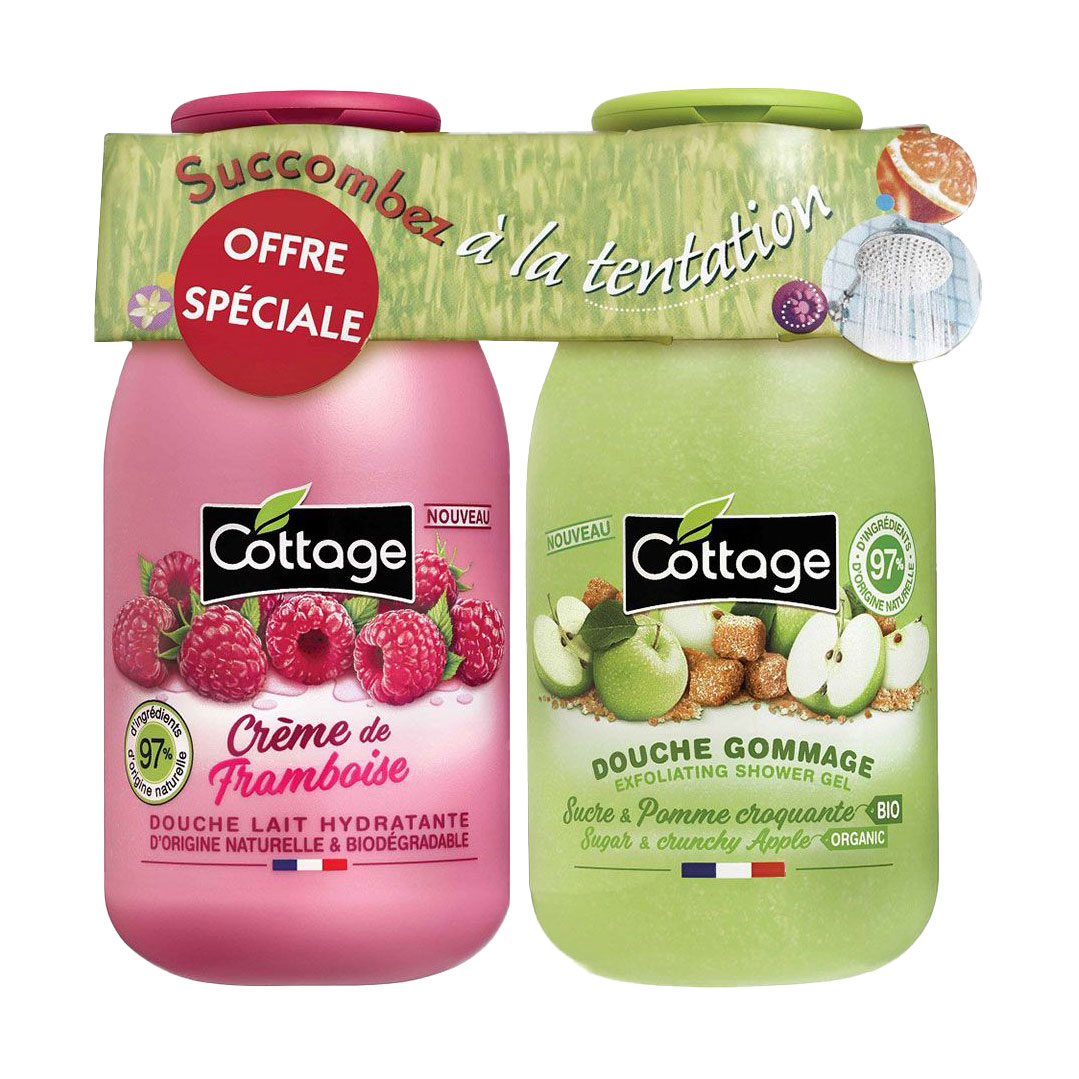 

Набір для душу Cottage (молочко Raspberry Cream, 250 мл + гель-ексфоліант Sugar & Crunchy Apple, 270 мл)