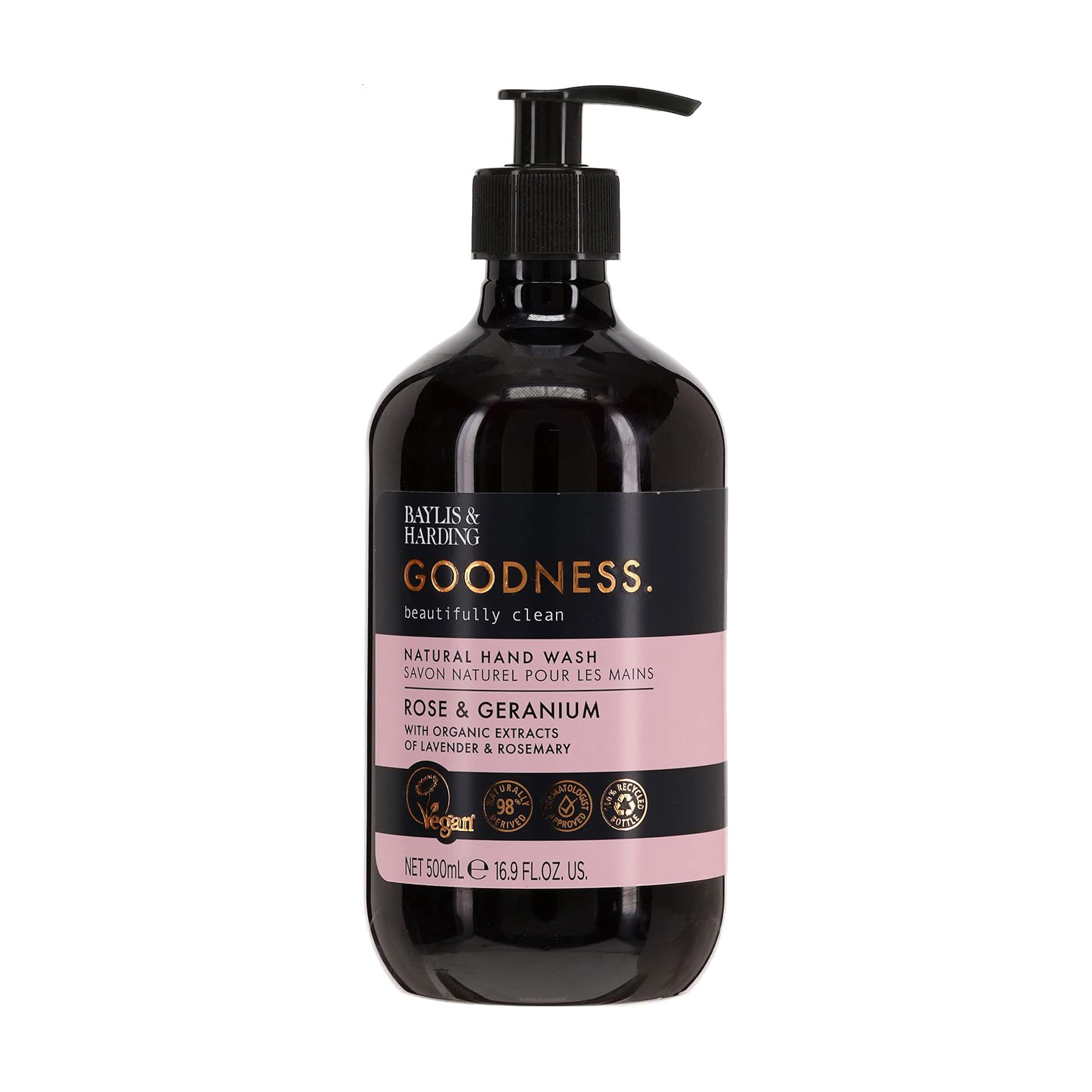Уцінка! Рідке мило для рук Baylis & Harding Goodness Natural Hand Wash, Rose & Geranium, 500 мл