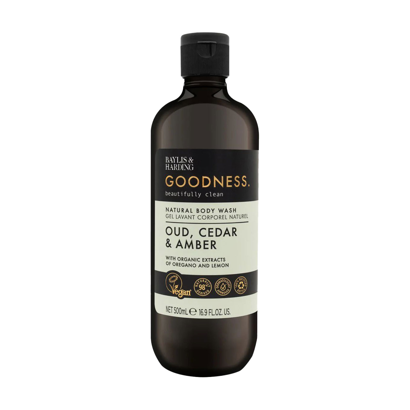 Гель для душу Baylis & Harding Goodness Natural Body Wash, Oud, Cedar & Amber, 500 мл