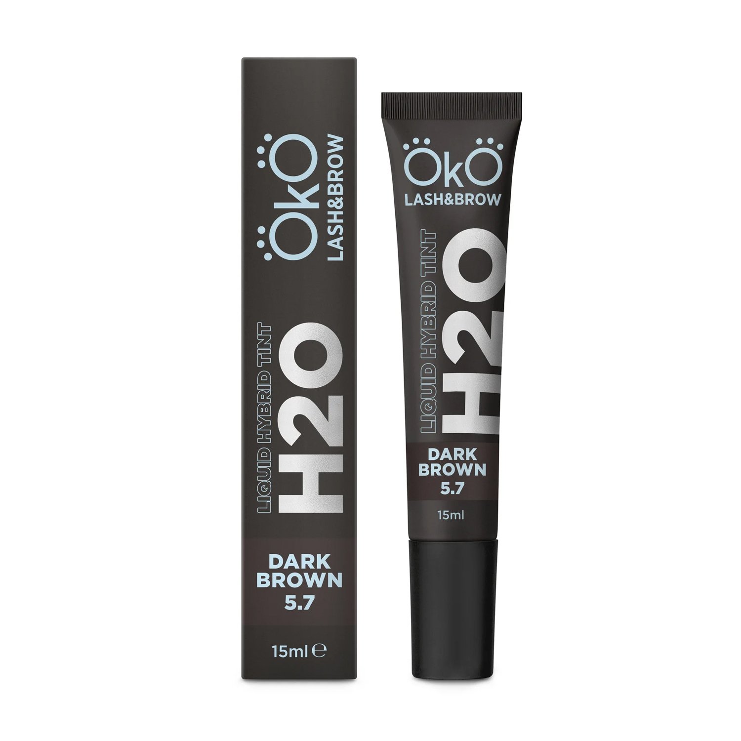 

Фарба для брів та вій OkO Lash & Brow Liquid Hybrid Tint H2O, 5.7 Dark Brown, 15 мл