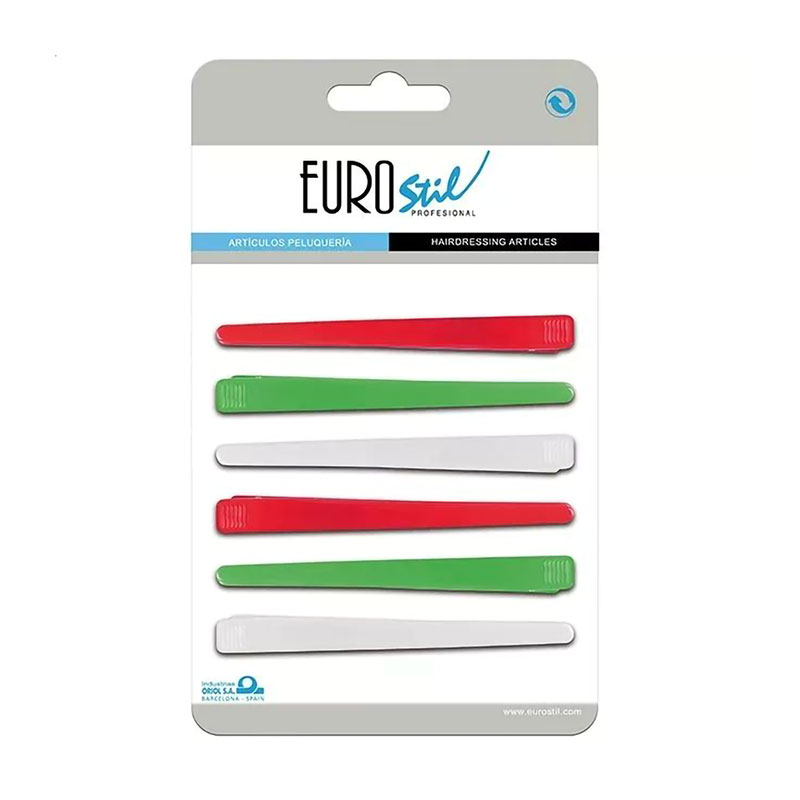 

Затискач для волосся Eurostil різнокольоровий, 6 шт (00075)