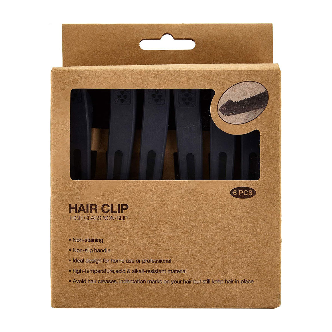 

Затискач для волосся Eurostil чорний, 6 шт (04741)