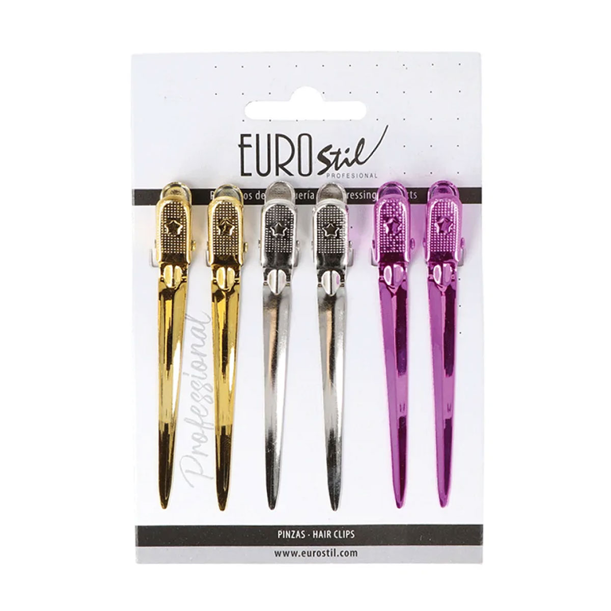 

Затискач для волосся Eurostil різнокольоровий, 6 шт (07614)