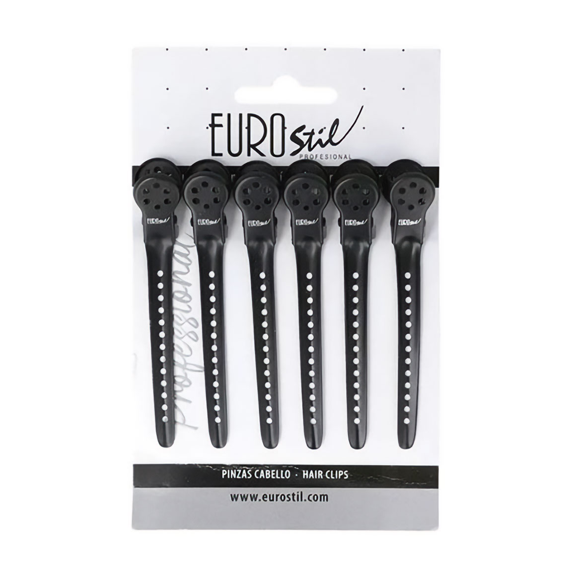 

Затискач для волосся Eurostil чорний, 6 шт (07580)