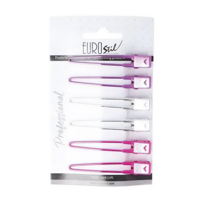 

Затискач для волосся Eurostil рожевий, 6 шт (07615)