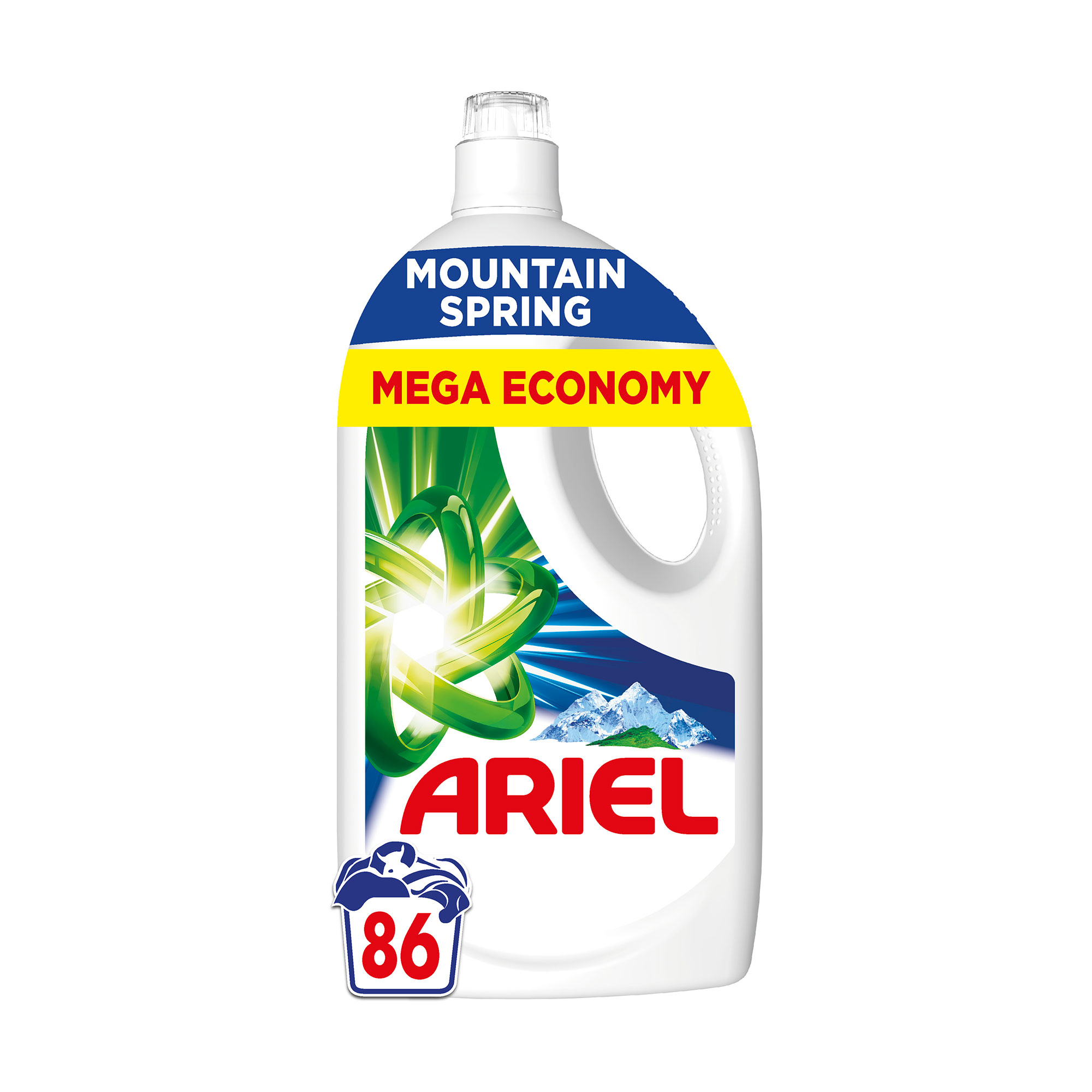 

Гель для прання ARIEL Mountain Spring Гірське джерело, 86 циклів прання, 3.87 л