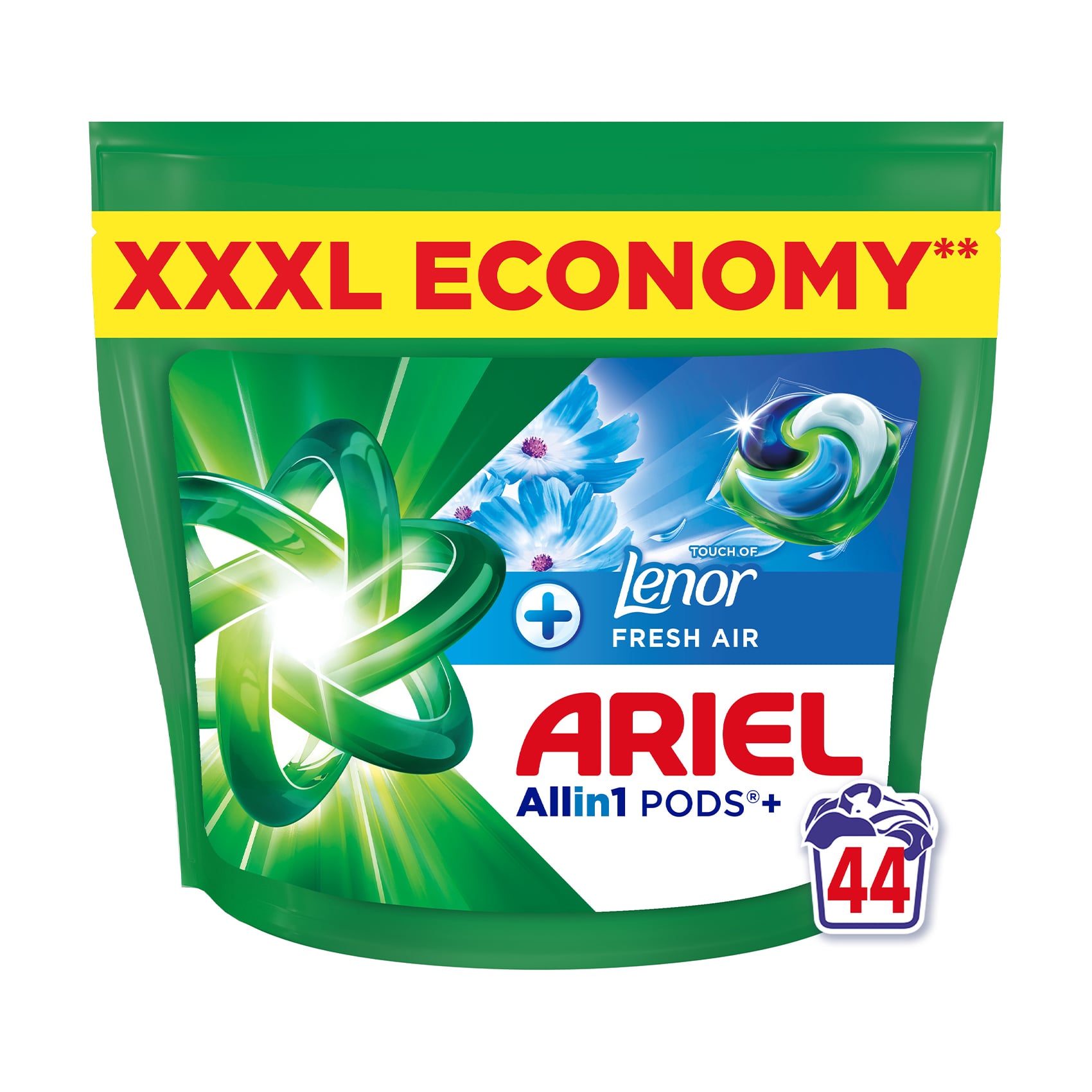 

Уцінка! Капсули для прання ARIEL Pods+ All-in-1 Touch Of Lenor Fresh Air Все-в-1, Дотик свіжого повітря Lenor, 44 цикли прання, 44 шт