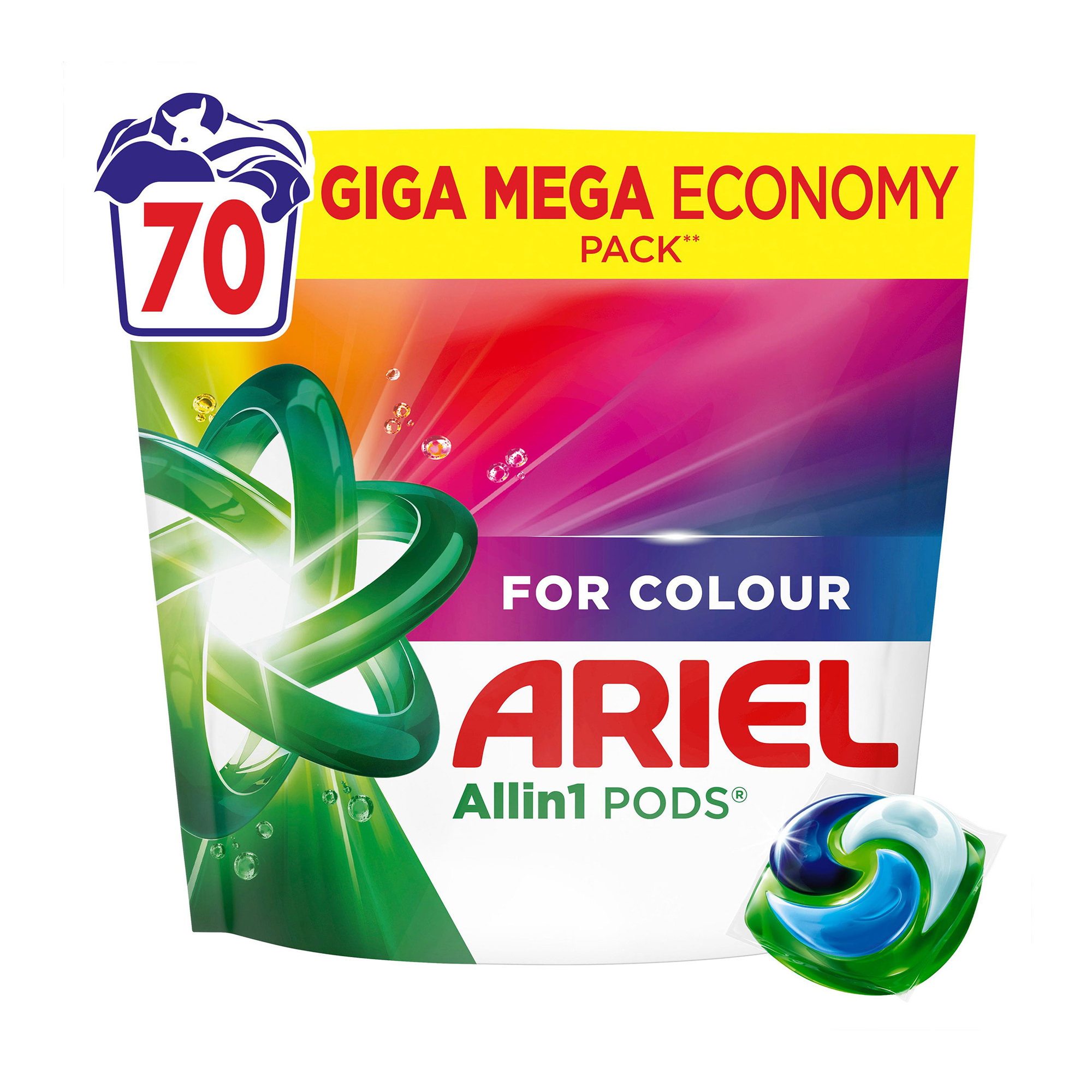 

Капсули для прання ARIEL Pods All-in-1 Color Все-в-1, для кольорових речей, 70 циклів прання, 70 шт