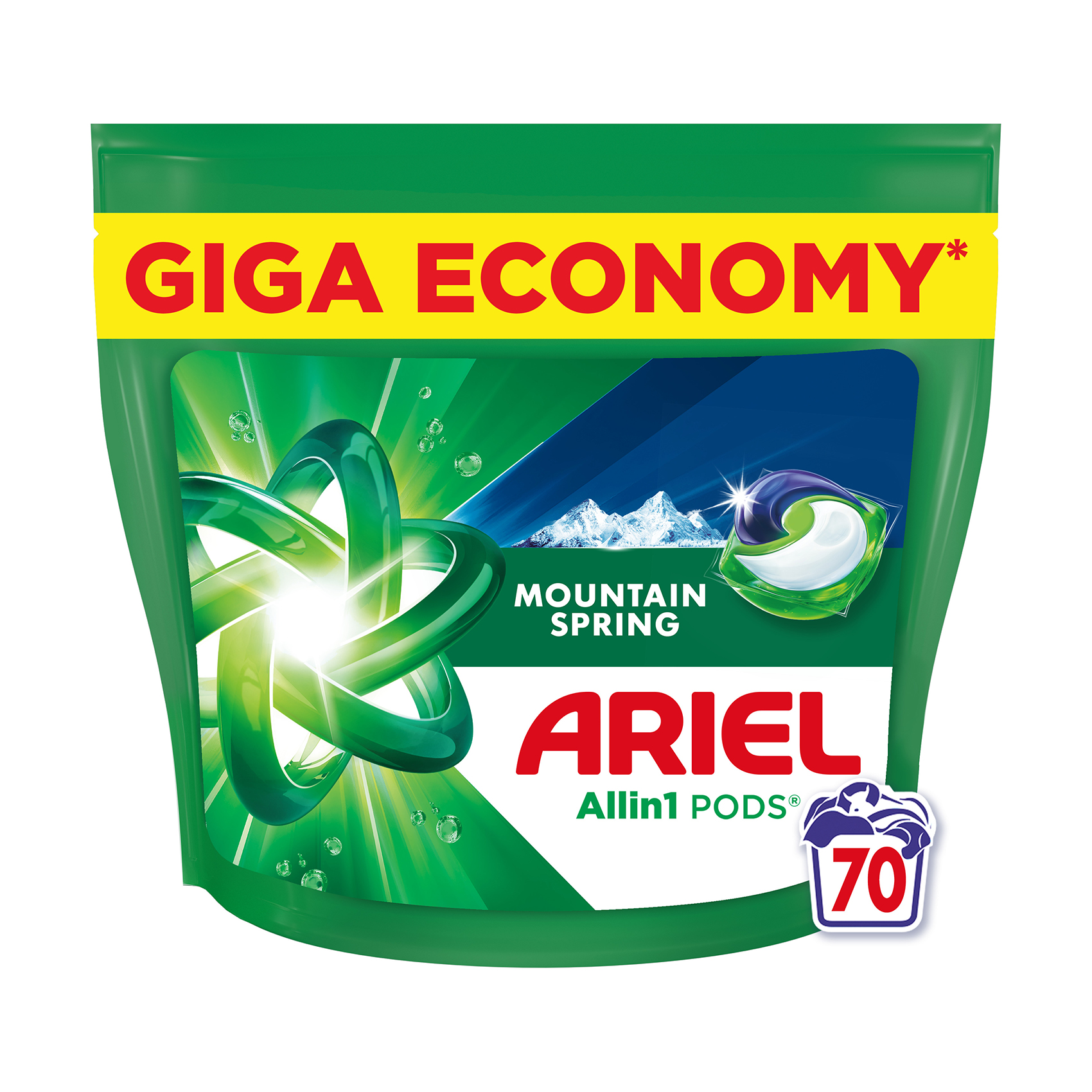 

Капсули для прання ARIEL Pods All-in-1 Все-в-1, Гірське джерело, 70 циклів прання, 70 шт