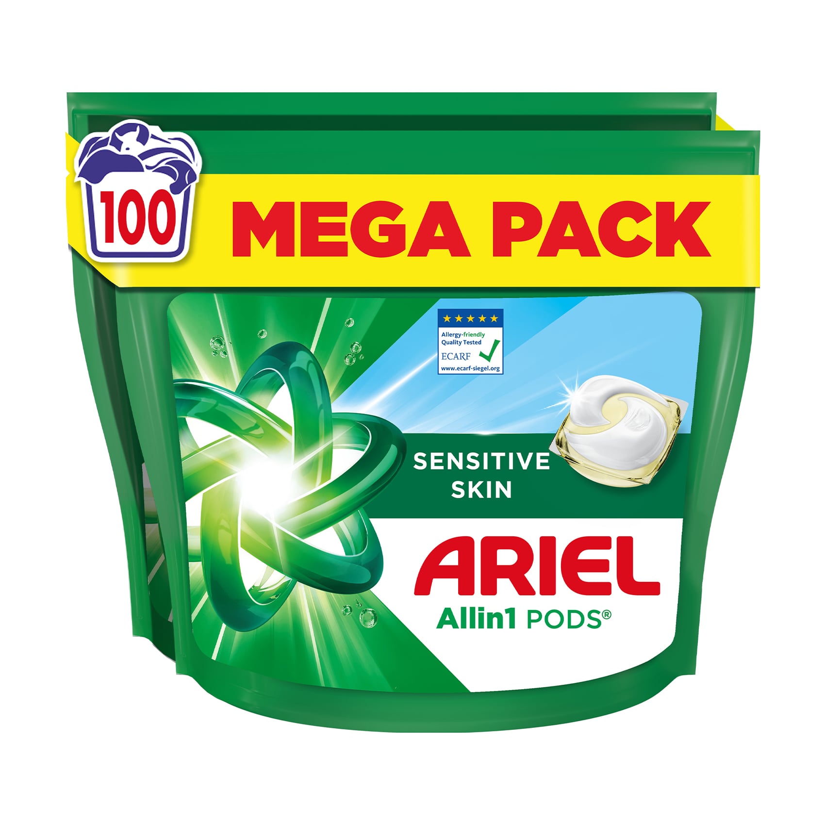 

Уцінка! Капсули для прання ARIEL Pods All-in-1 Sensitive Skin Все-в-1, для чутливої шкіри, 100 циклів прання, 100 шт