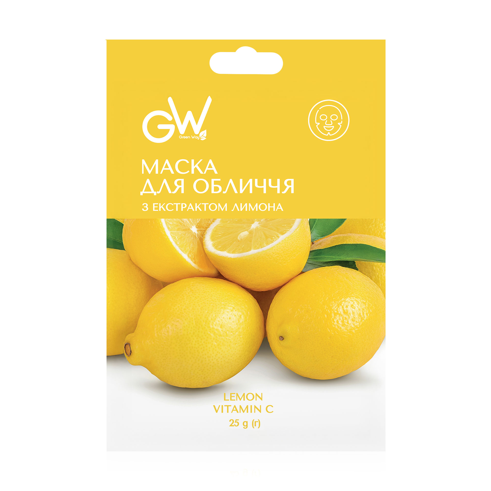 

Тканинна маска для обличчя Green Way ФітоЛінія з екстрактом лимона, 25 г