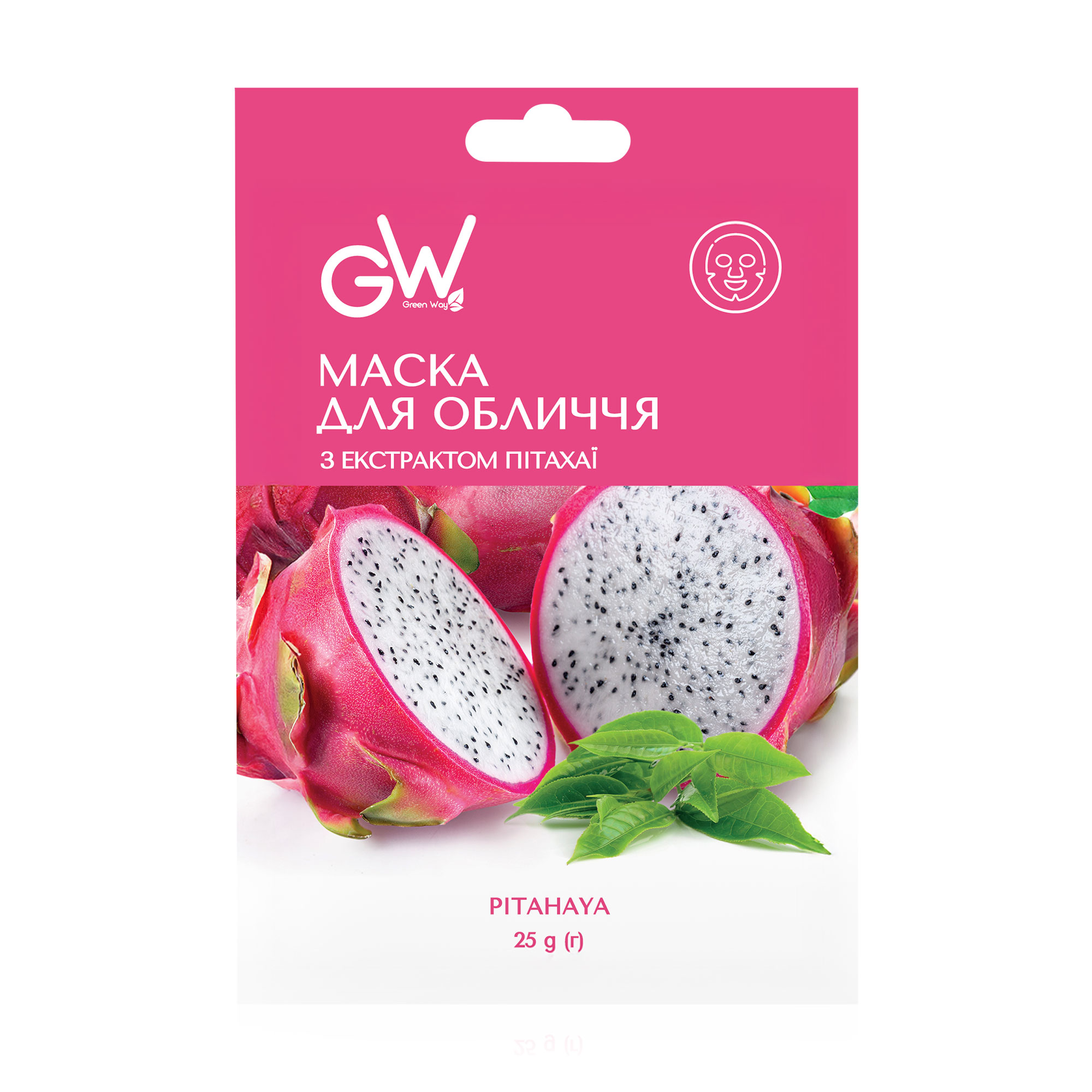 

Тканинна маска для обличчя Green Way ФітоЛінія з екстрактом пітахайї та білого чаю, 25 г