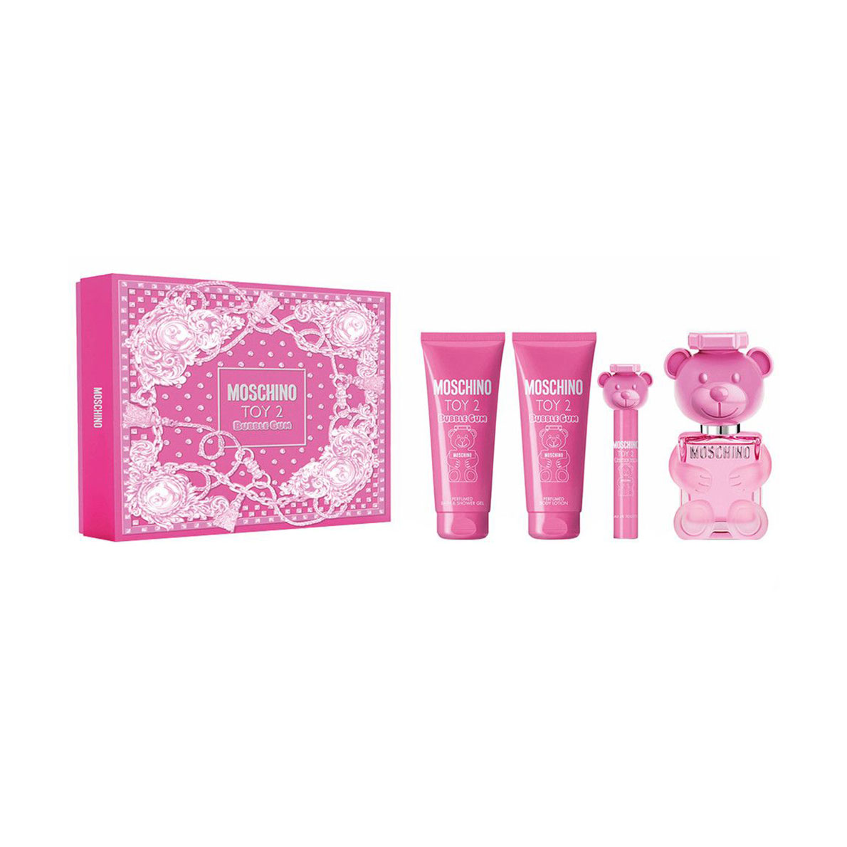 

Уцінка! Парфумований набір жіночий Moschino Toy 2 Bubble Gum (туалетна вода, 100 мл + гель для душу, 100 мл + лосьйон, 100 мл + туалетна вода, 10 мл)