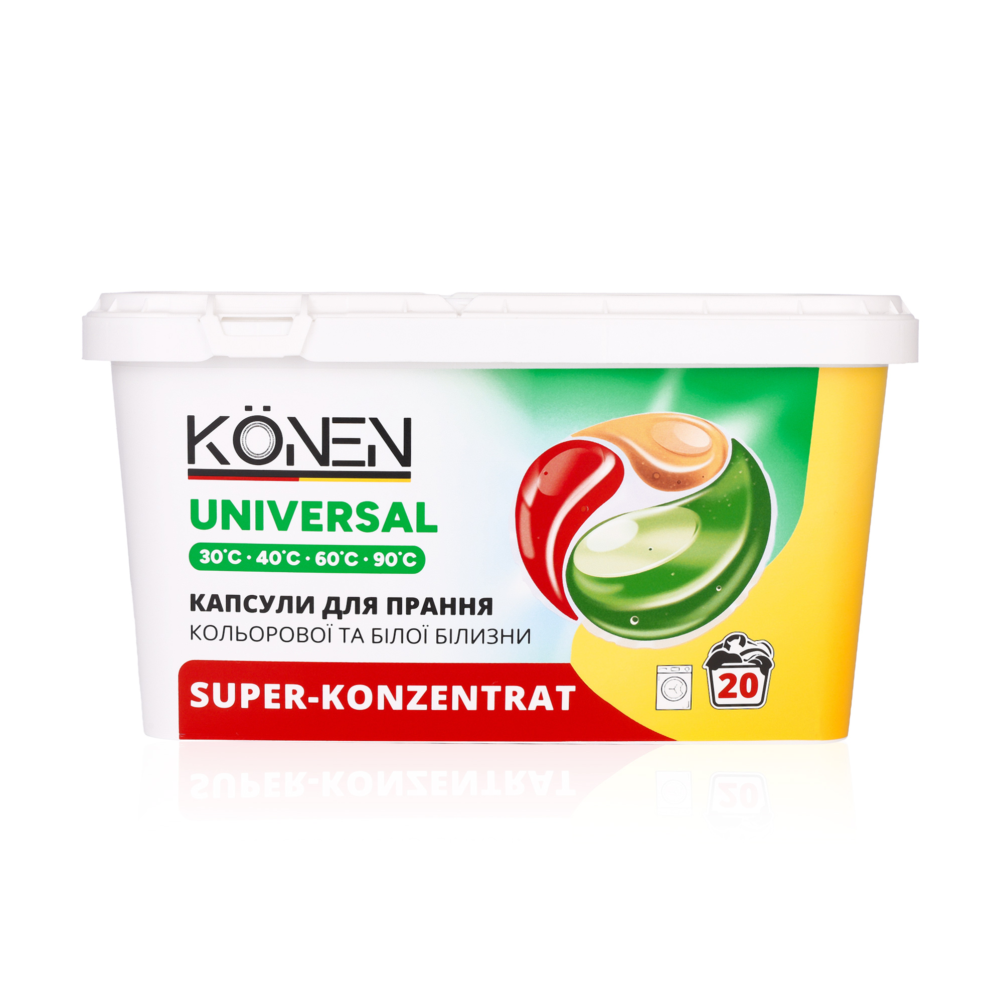 

Капсули для прання KONEN Універсальні, 20 циклів прання, 20 шт