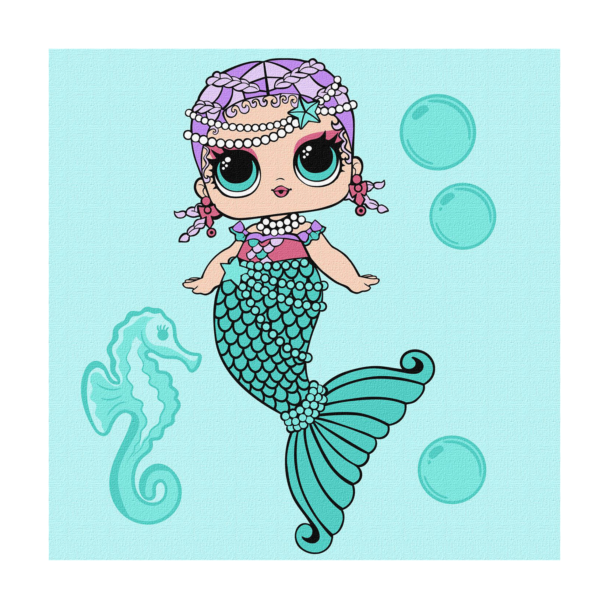 

Картина за номерами Ideyka L.O.L. Surprise! Mermaids Merbaby, 40*40 см (KHO6262)