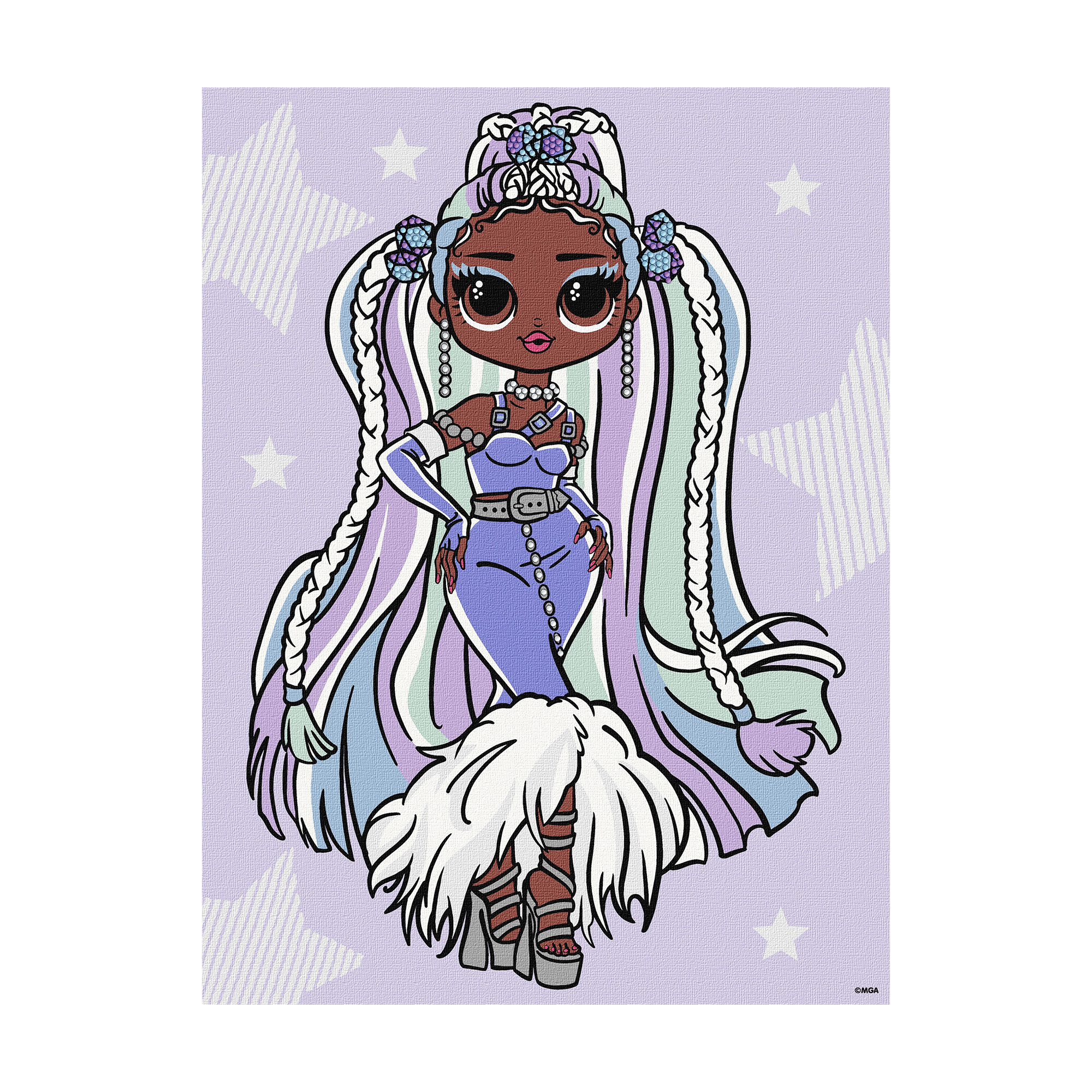 

Картина за номерами Ideyka L.O.L. Surprise! O.M.G. Fashion show Lady Braids зі стразами, 30*40 см (KHO6272)