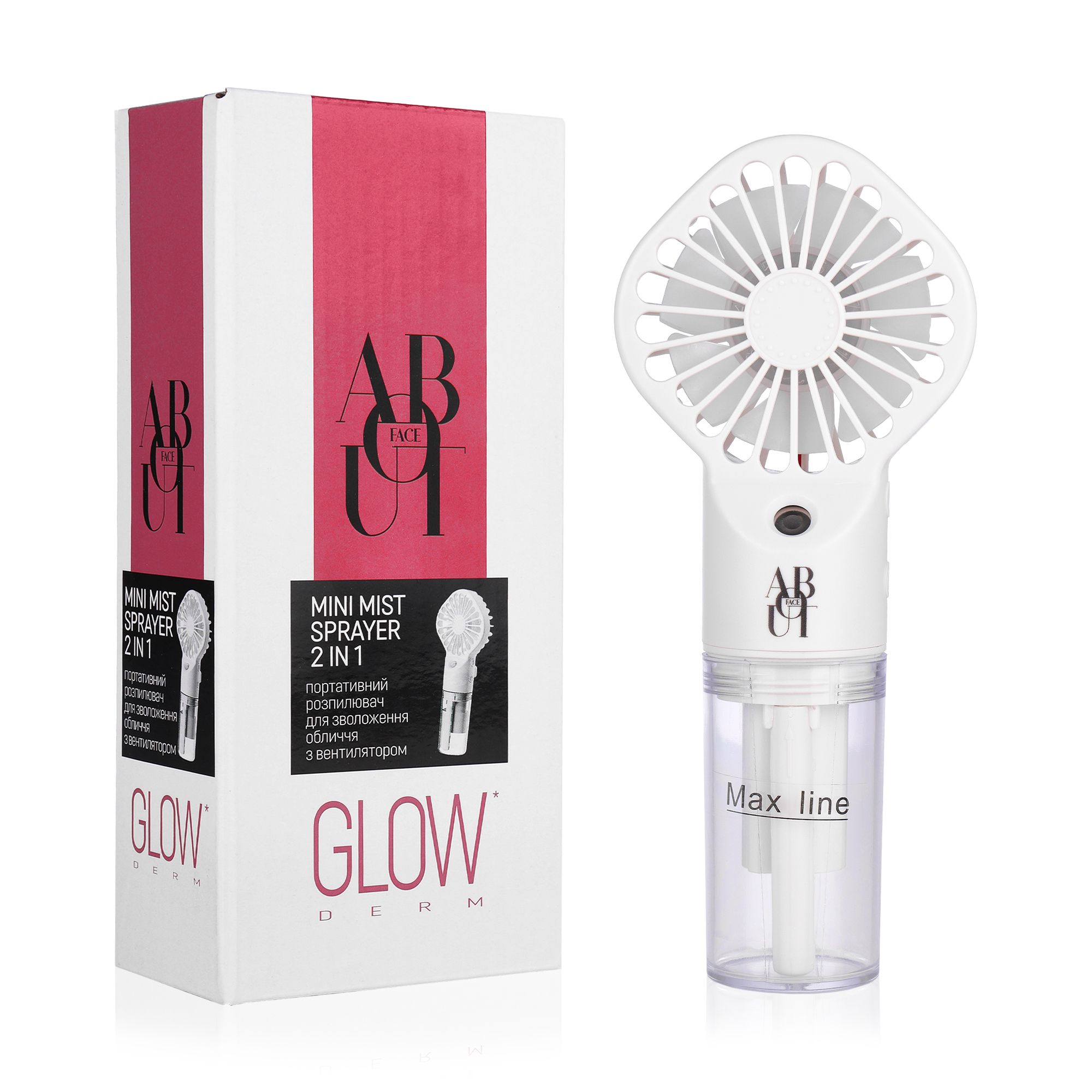 

Портативний розпилювач ABOUT face MINI MIST SPRAYER 2 in 1 для зволоження обличчя з вентилятором, 20 мл