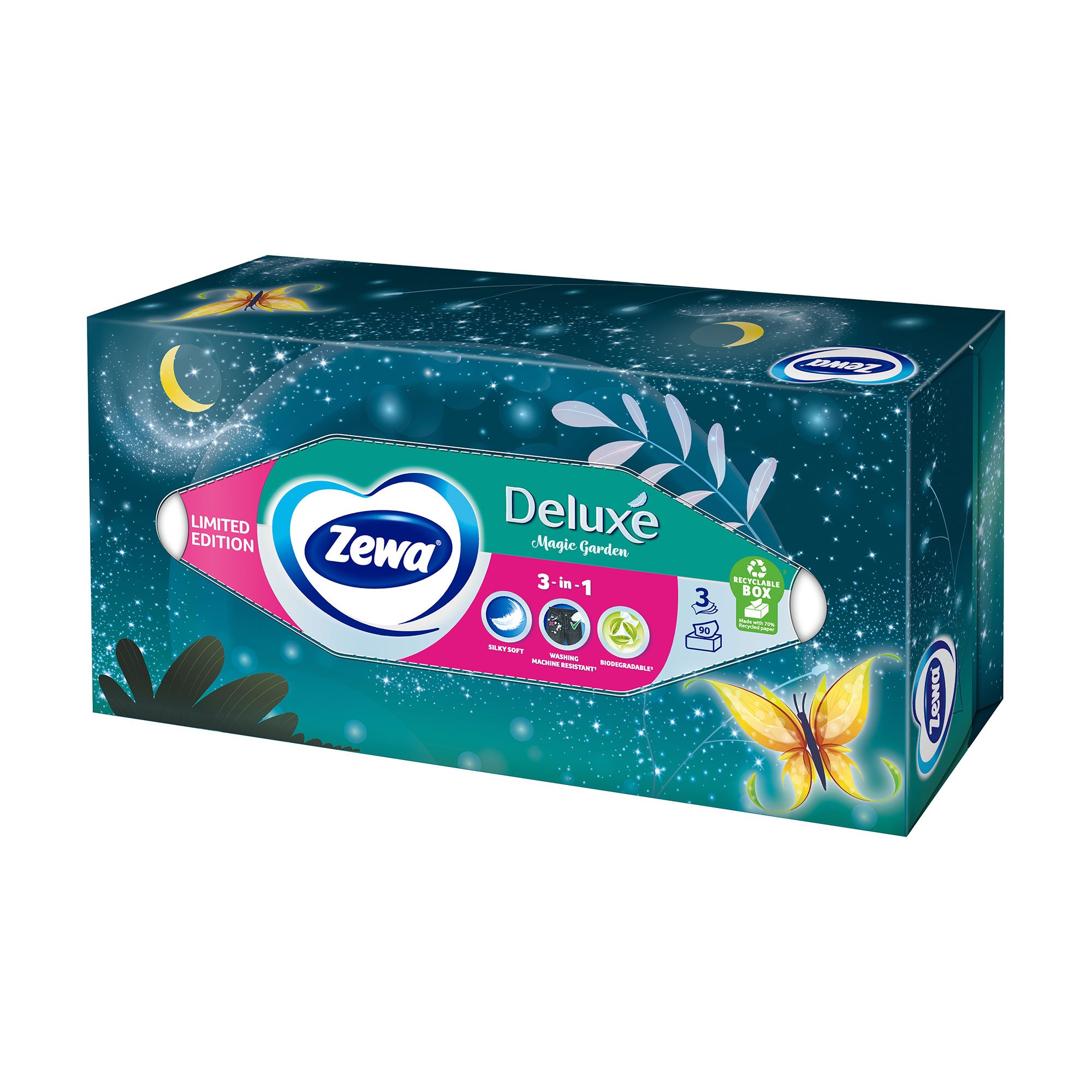 

Уцінка! Косметичні серветки Zewa Deluxe 3-шарові, 90 шт